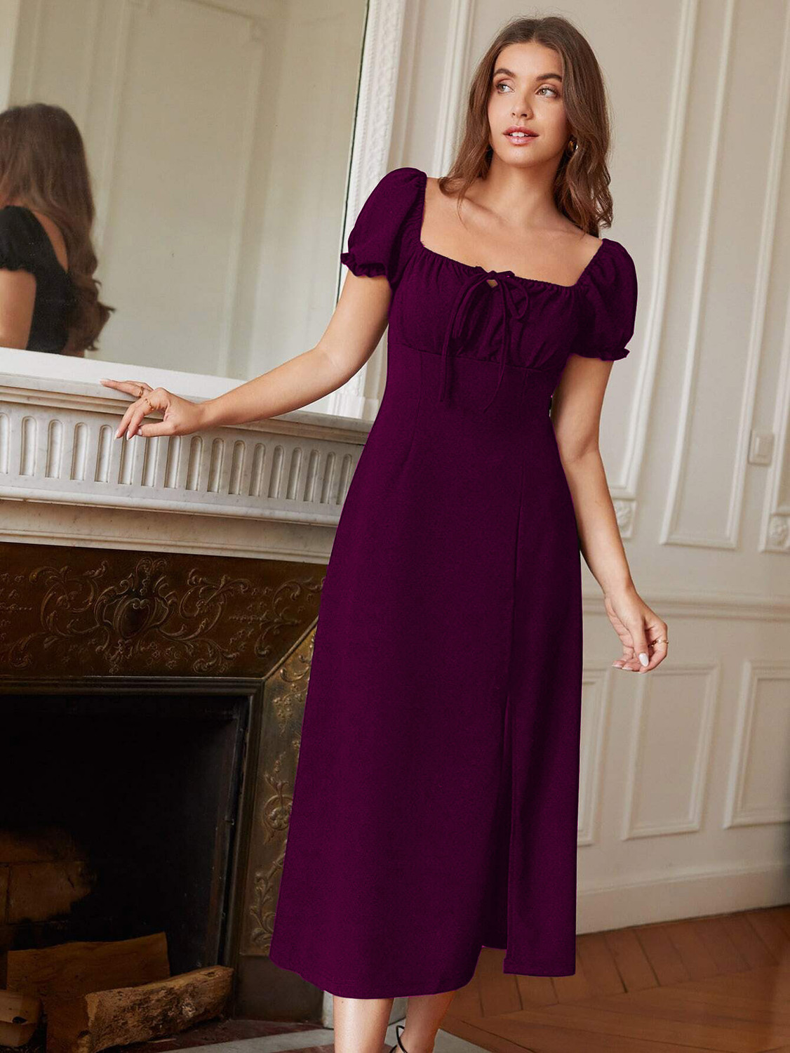 Image of Rosery Paris Women A-line Purple Midi /Calf Length Dress