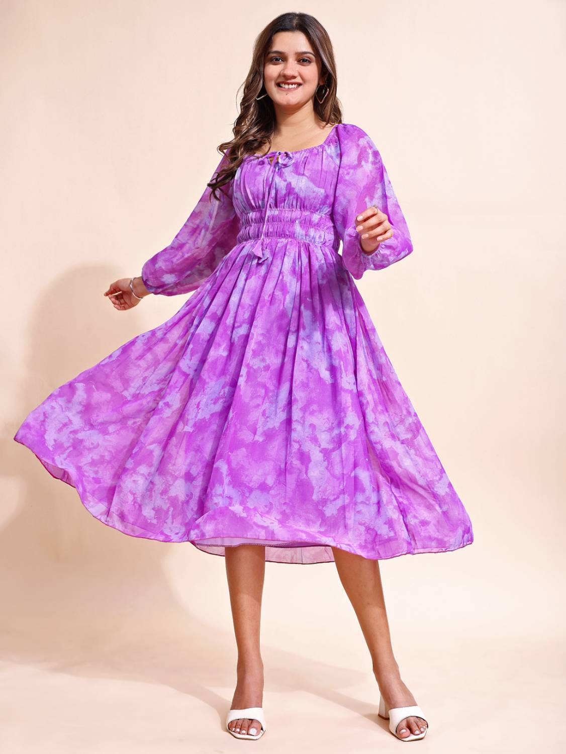 xwager Women Fit and Flare Purple Ankle Length Dress