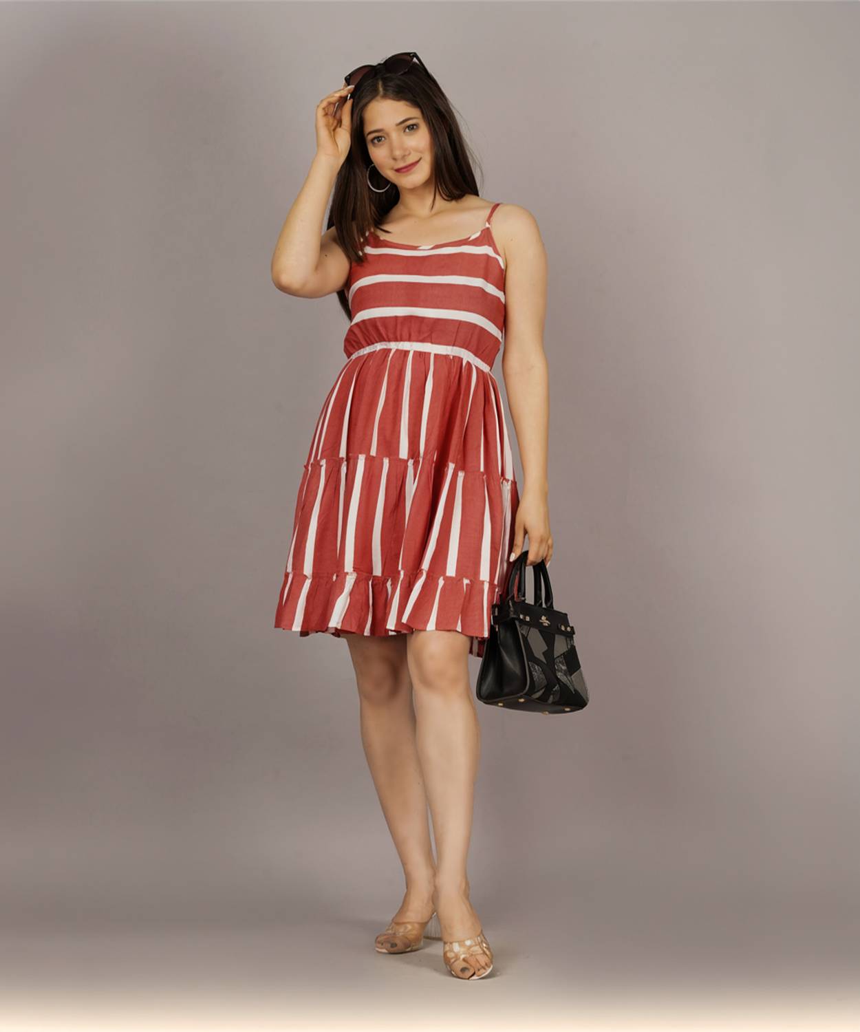 ASFEBRICS Women Skater Pink Above Knee/Mid Thigh Length Dress
