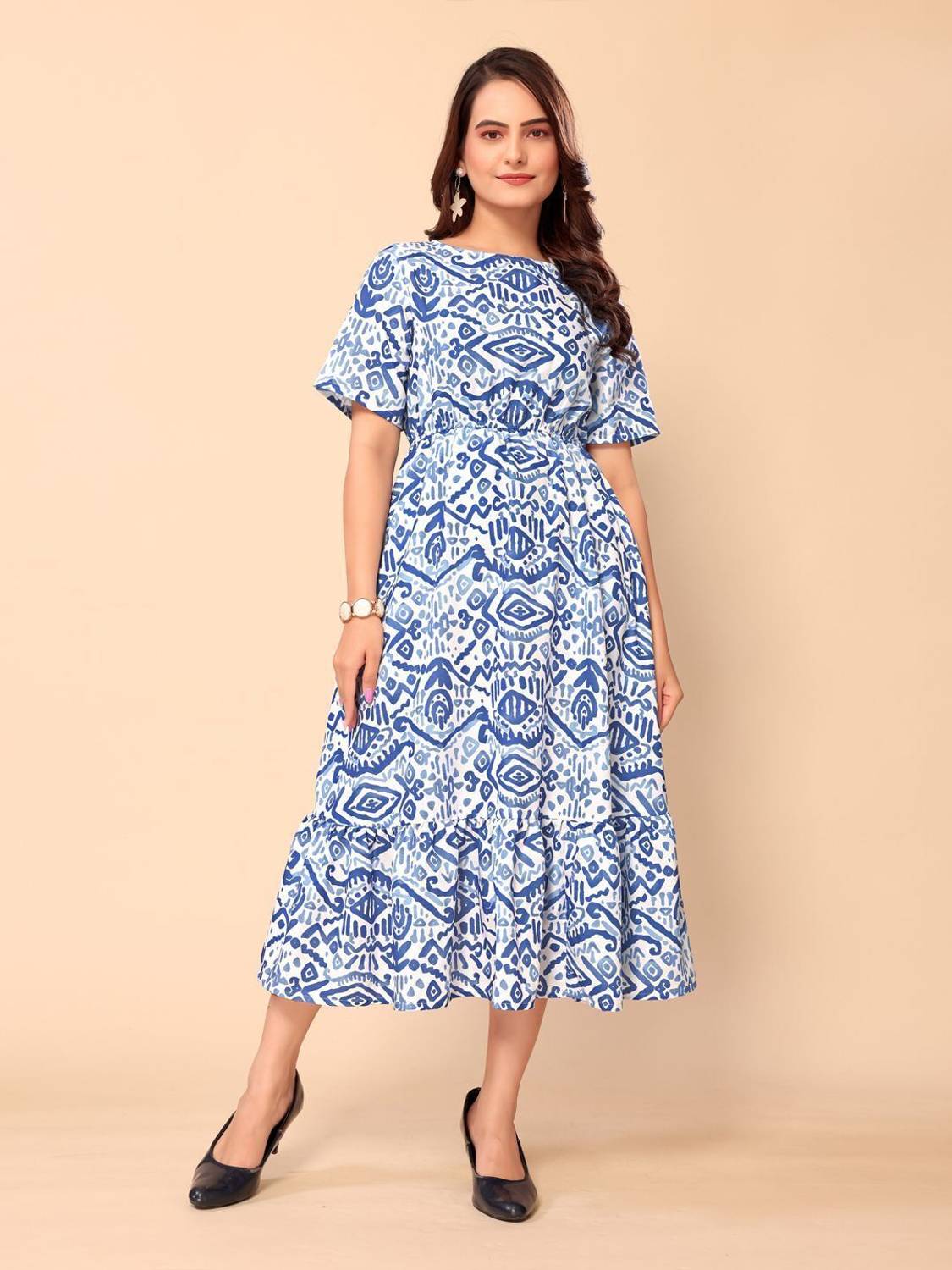 FashFun Women Fit and Flare White Maxi/Full Length Dress