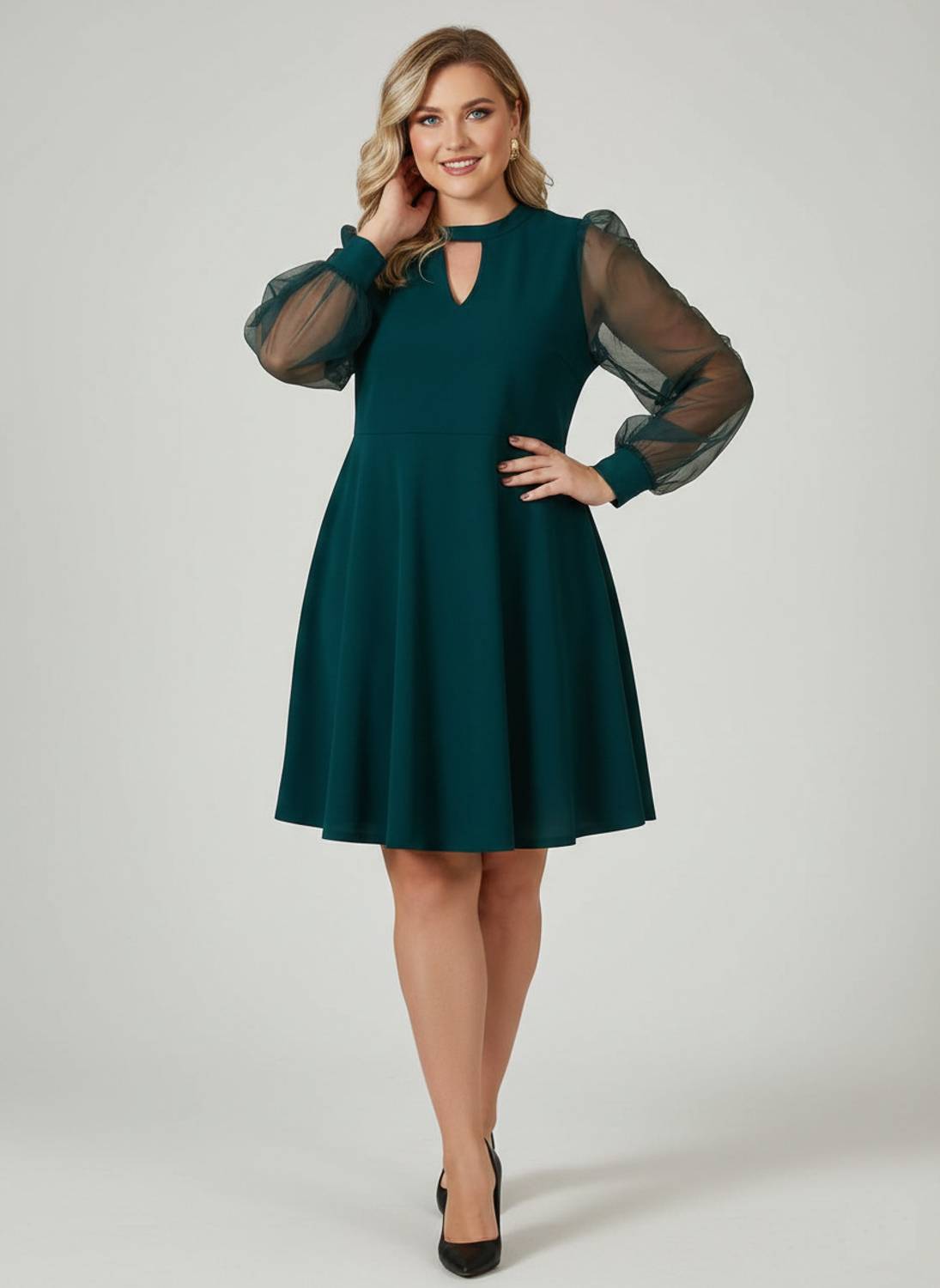 C4D Women Fit and Flare Dark Green Midi/Calf Length Dress
