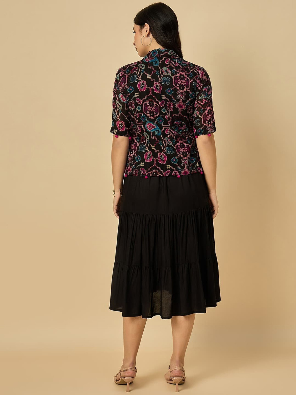 Image of Azira Women Fit and Flare Black Midi /Calf Length Dress