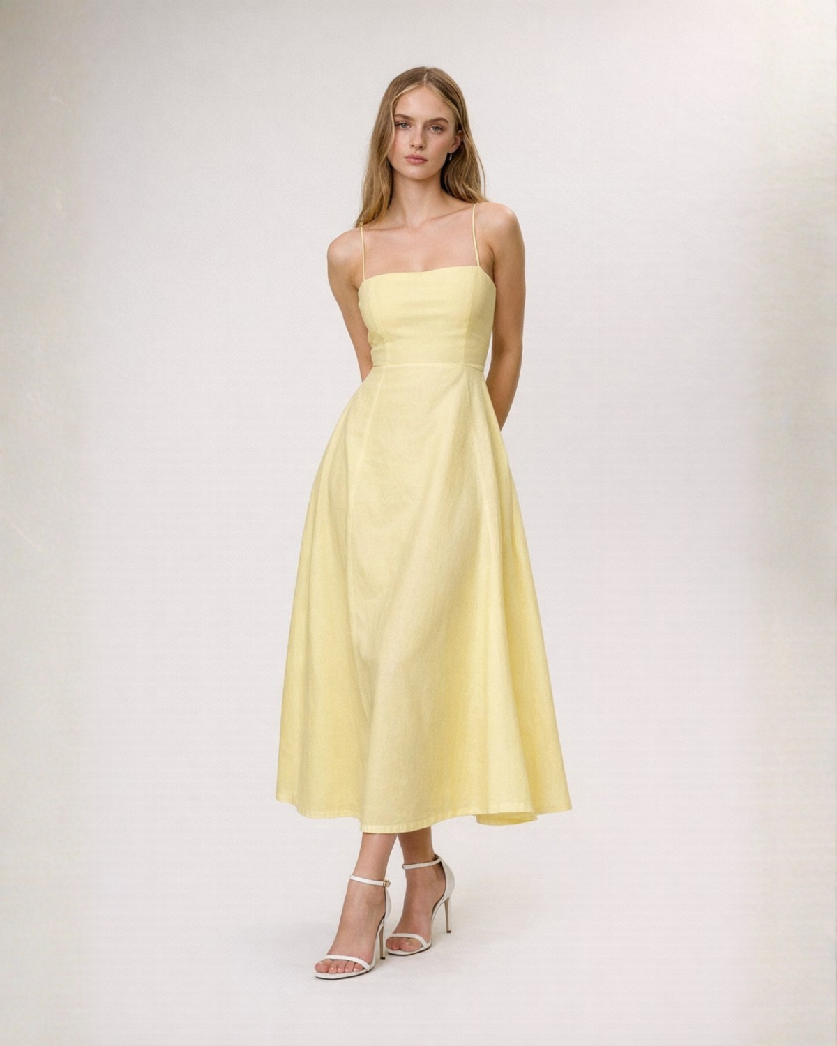Image of khushpehno Women Fit and Flare Yellow Maxi /Full Length Dress