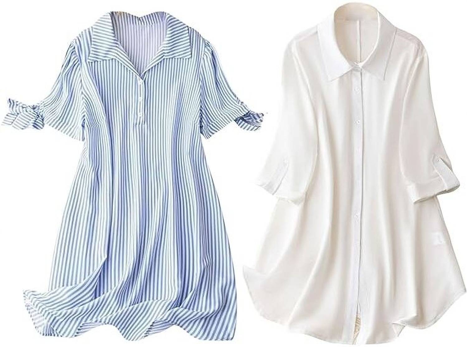 Leriya Fashion Women Shirt Blue, White Above Knee/Mid Thigh Length Dress