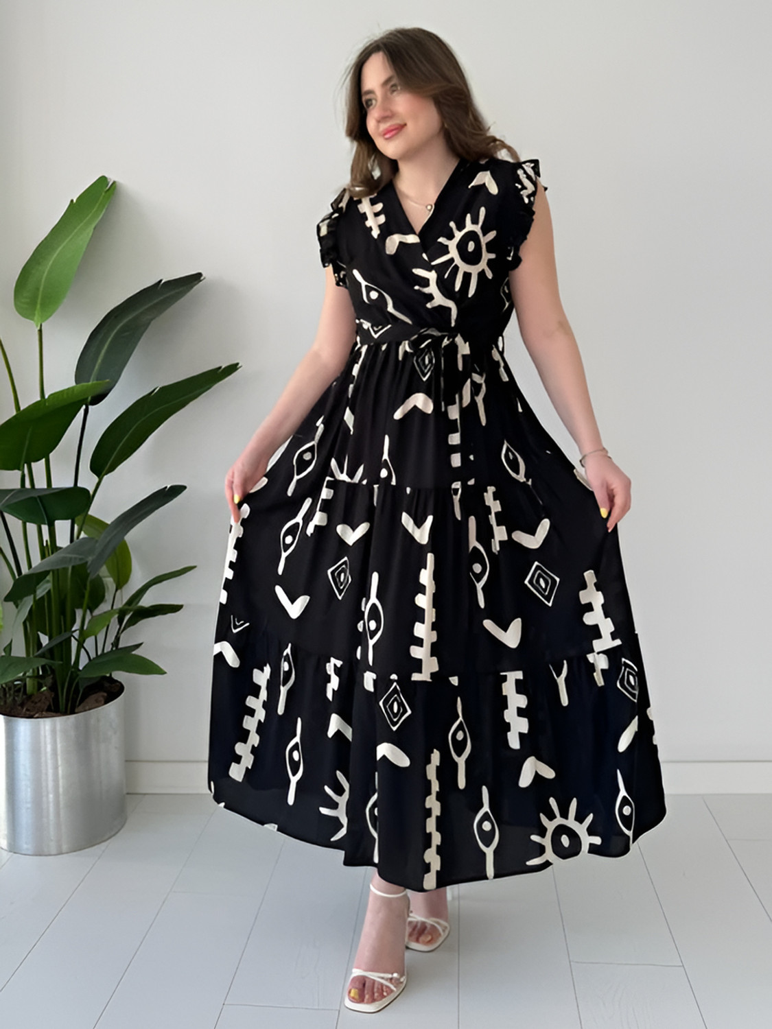 Image of ZWERLON Women Fit and Flare Black Ankle Length Dress
