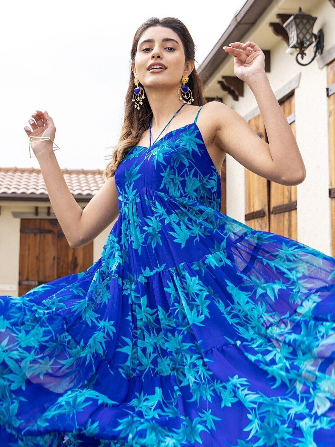 Image of Estela Women Maxi Blue Full Length Dress