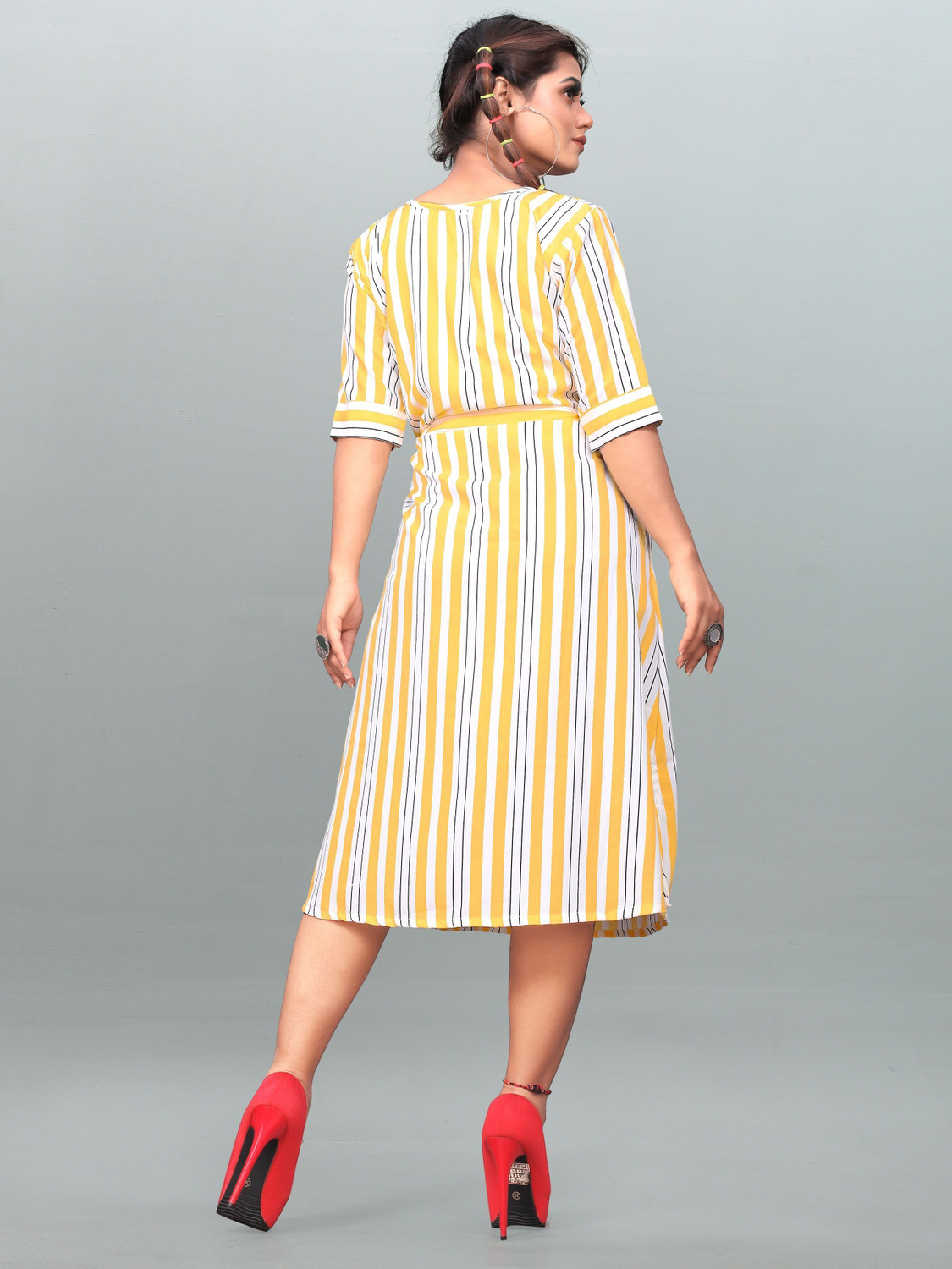 Image of tanvi creation Women Fit and Flare Multicolor Below Knee Dress