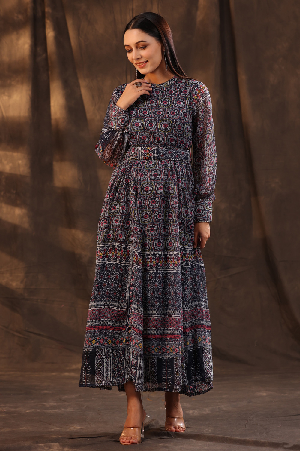 Image of Juniper Women Tiered Black Ankle Length Dress