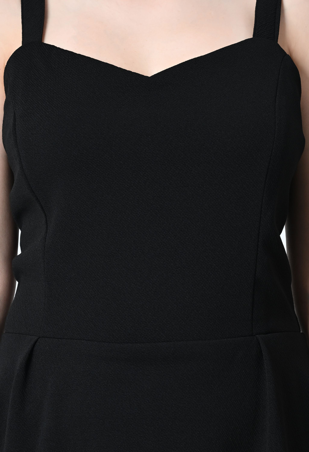Image of OWL MINK Women Fit and Flare Black Knee Length Dress