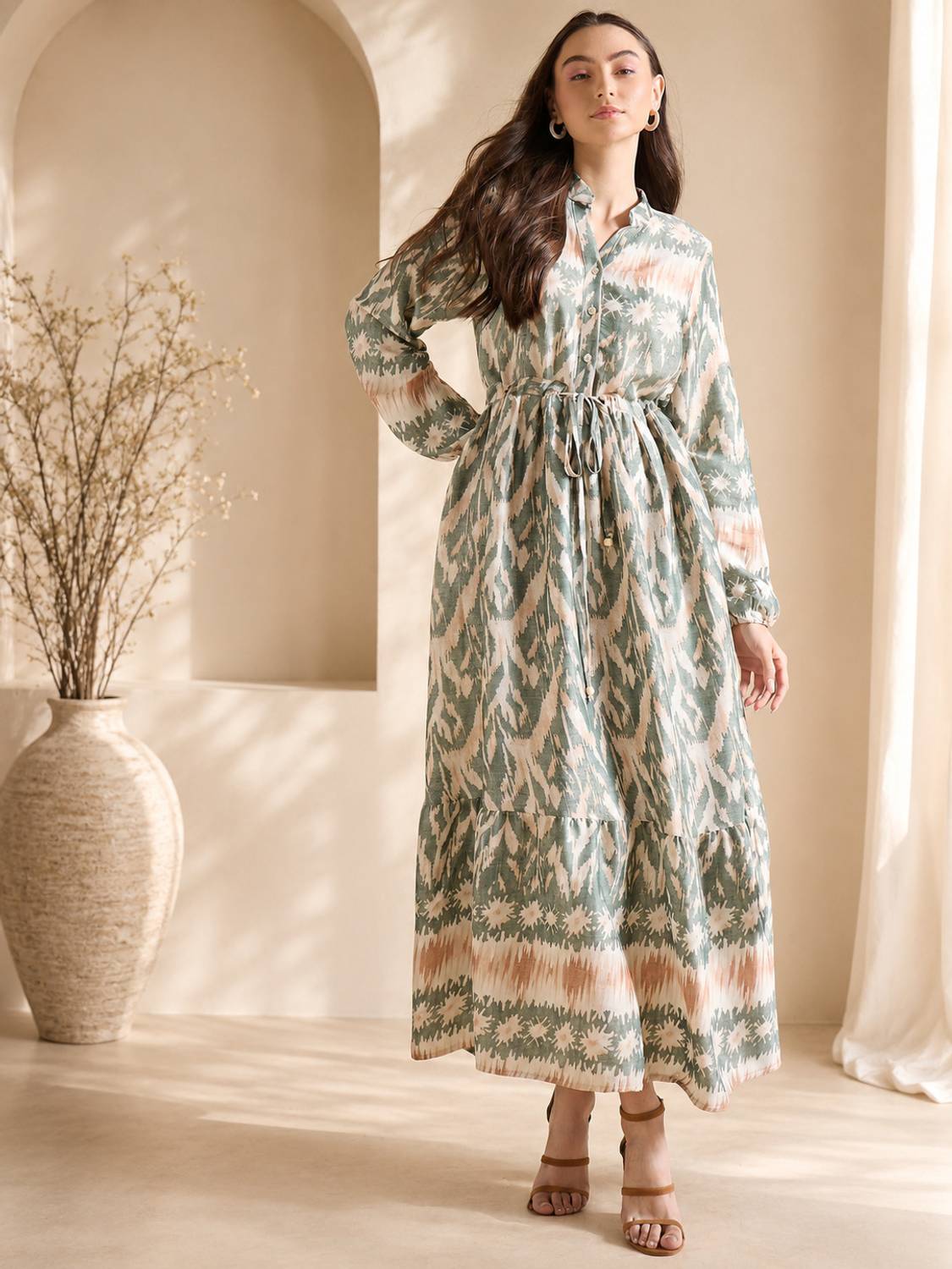 DRAPE AND DAZZLE Women Fit and Flare Multicolor Below Knee Dress