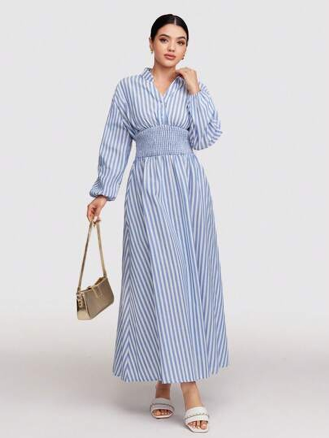 Image of Taraviya Women Maxi Blue Full Length Dress
