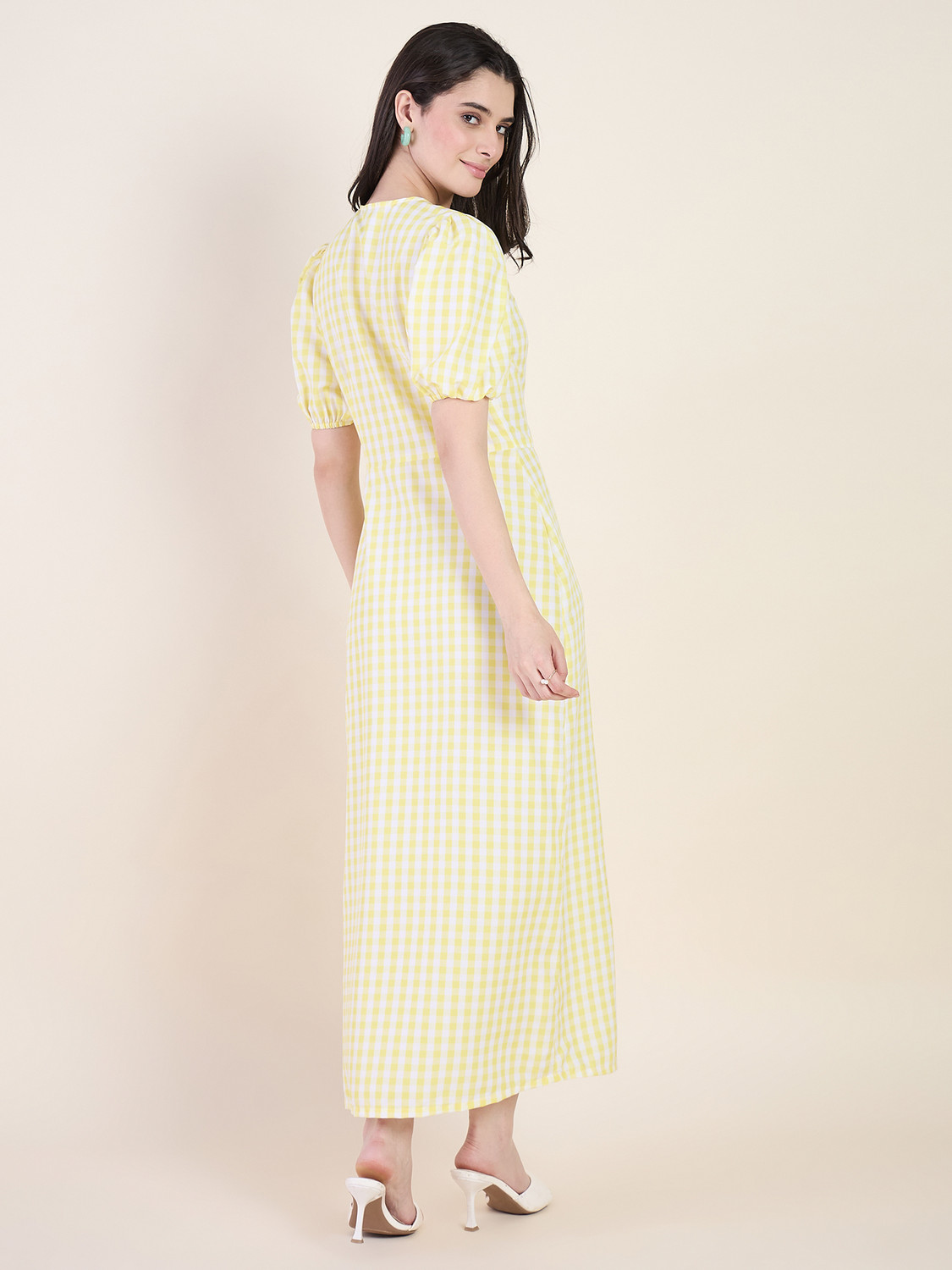 Image of AAYU Women A-line Yellow Midi /Calf Length Dress
