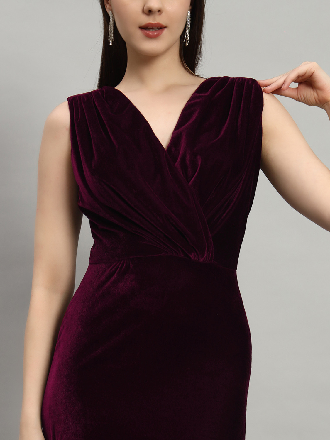 Image of Vaararo Women Bodycon Red Below Knee Dress