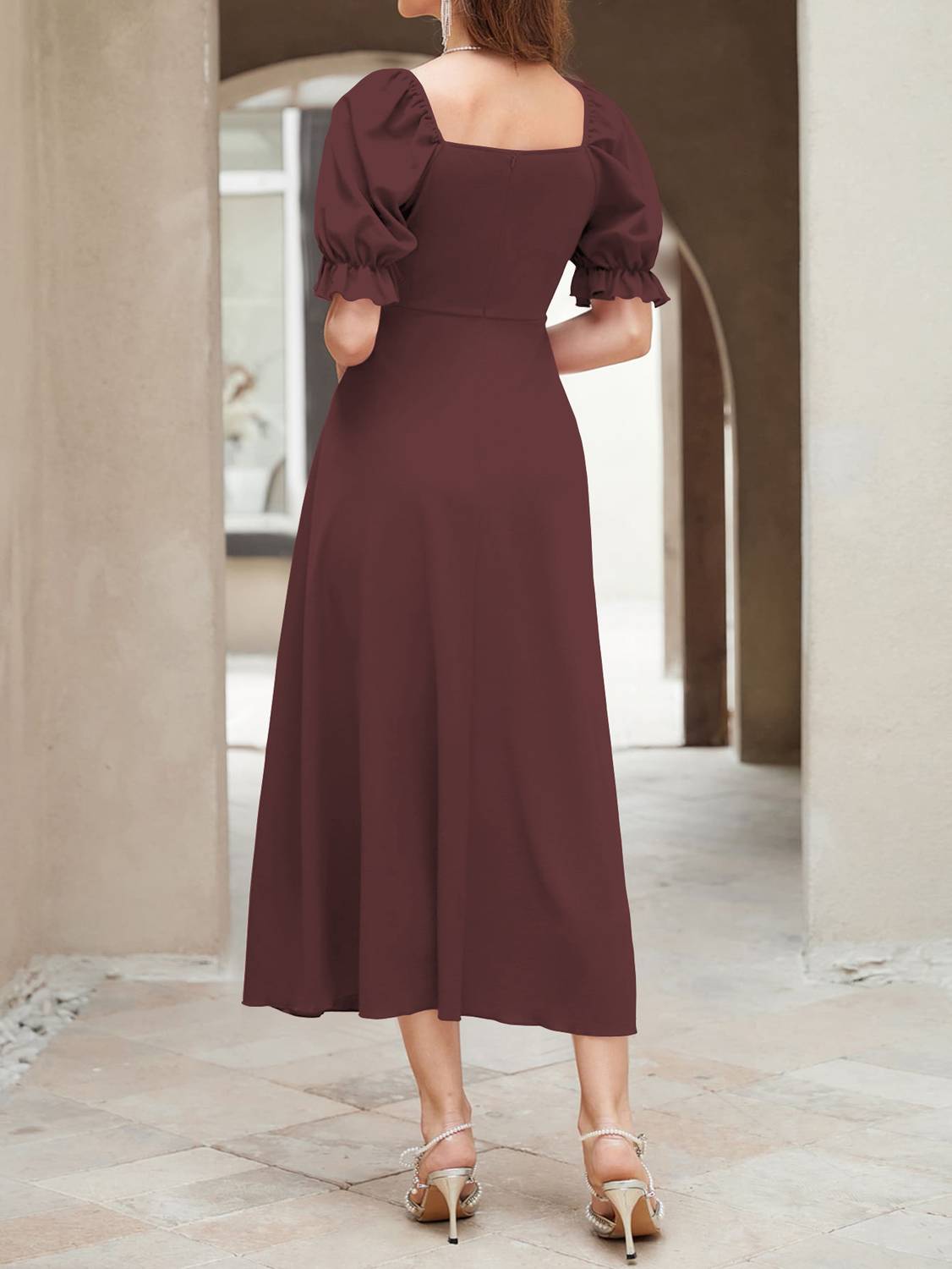 Sugathari Women A-line Brown Midi Dress - Image 2