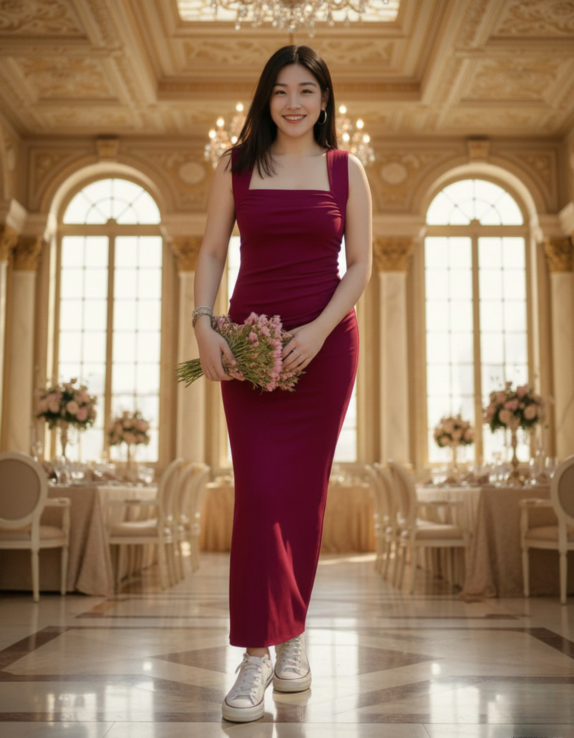 Image of FAB2FASHION Women Fit and Flare Maroon Maxi /Full Length Dress