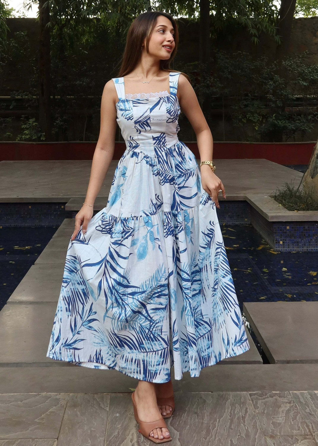 Image of METRONAUT Women Maxi Blue Full Length Dress