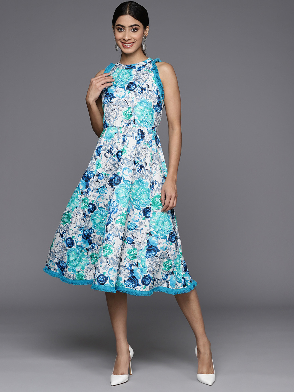 Image of Varanga Women A-line Multicolor Midi /Calf Length Dress