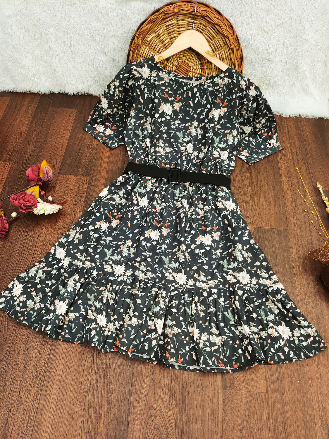 Image of Leriya Fashion Women Fit and Flare Black Mini /Short Dress