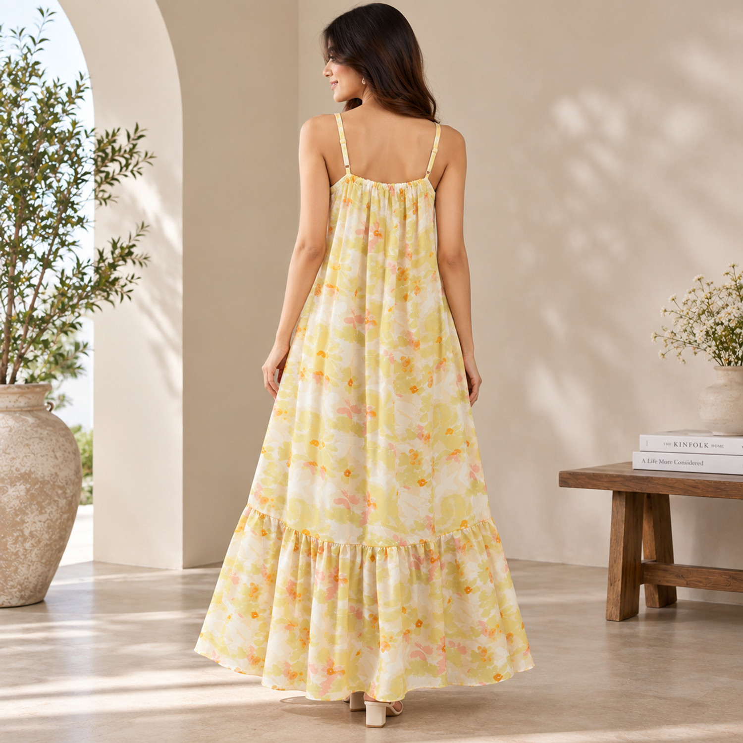 Image of ANBA Women Tiered Multicolor Maxi /Full Length Dress