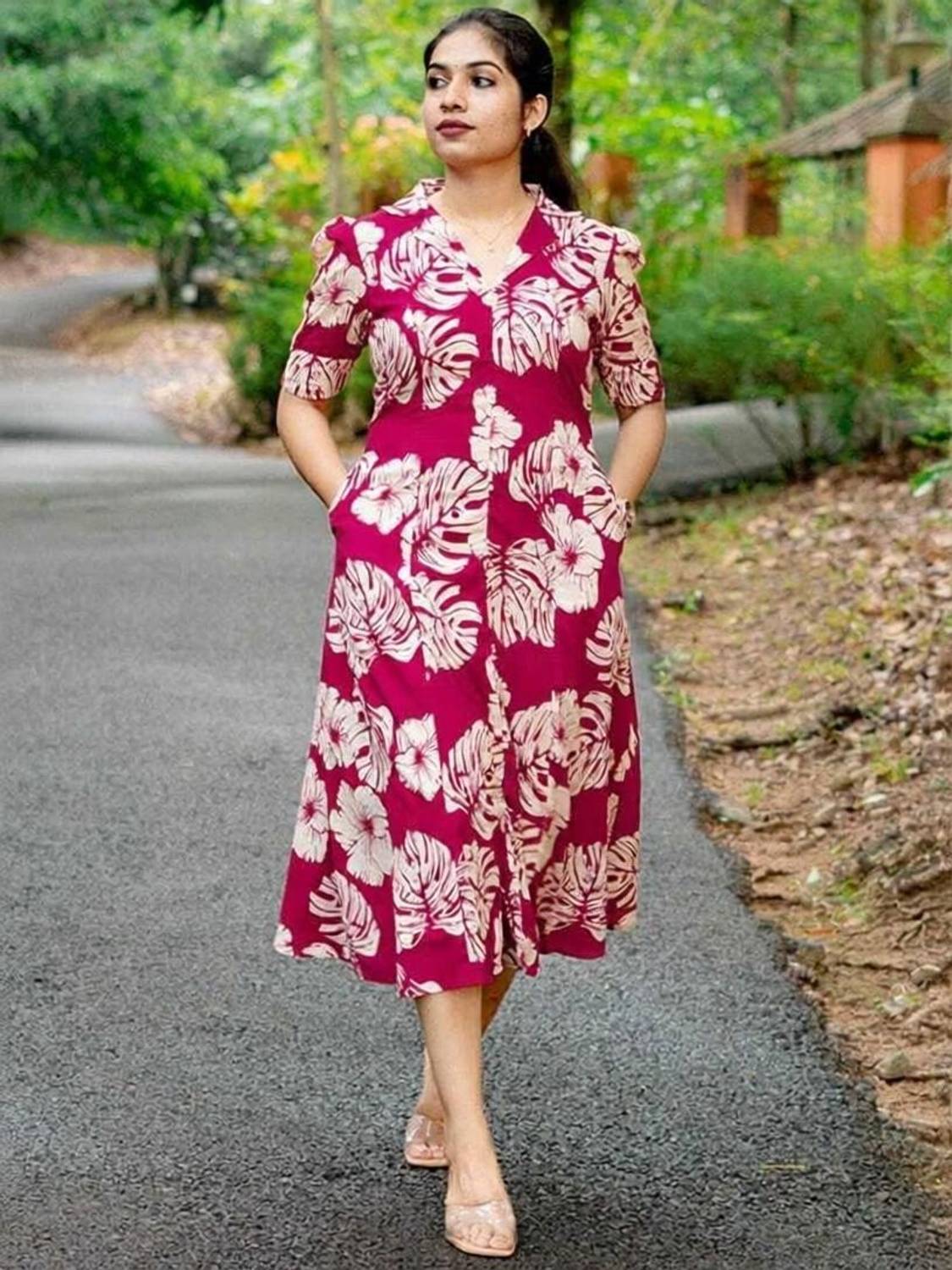 SPYCLASSY Women A-line Multicolor Midi/Calf Length Dress