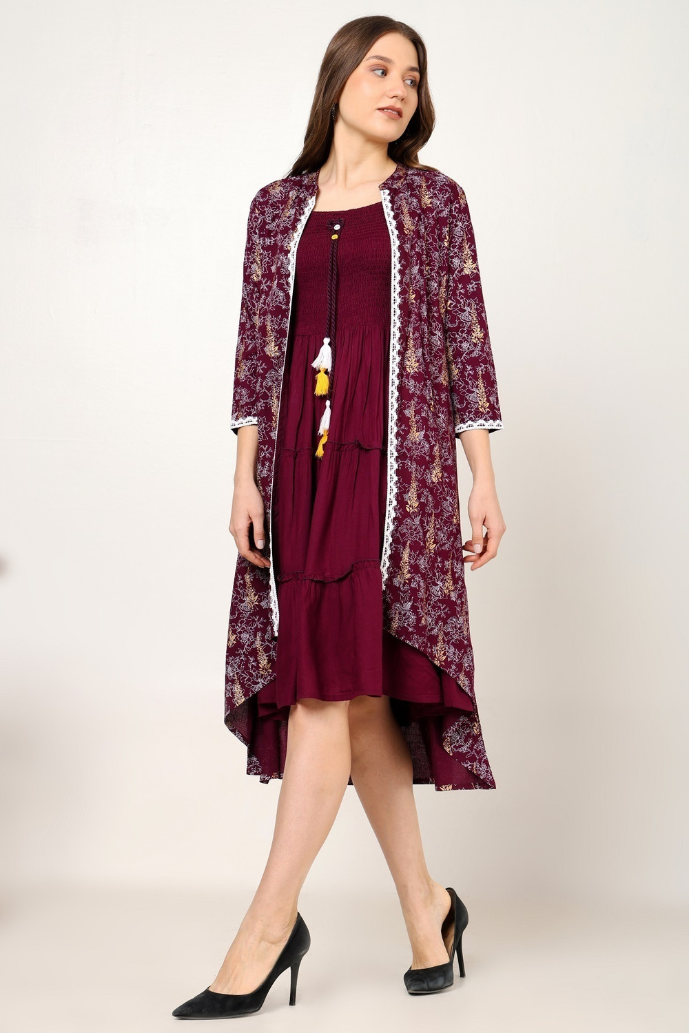 Image of NG Fashion Women Fit and Flare Purple Midi /Calf Length Dress