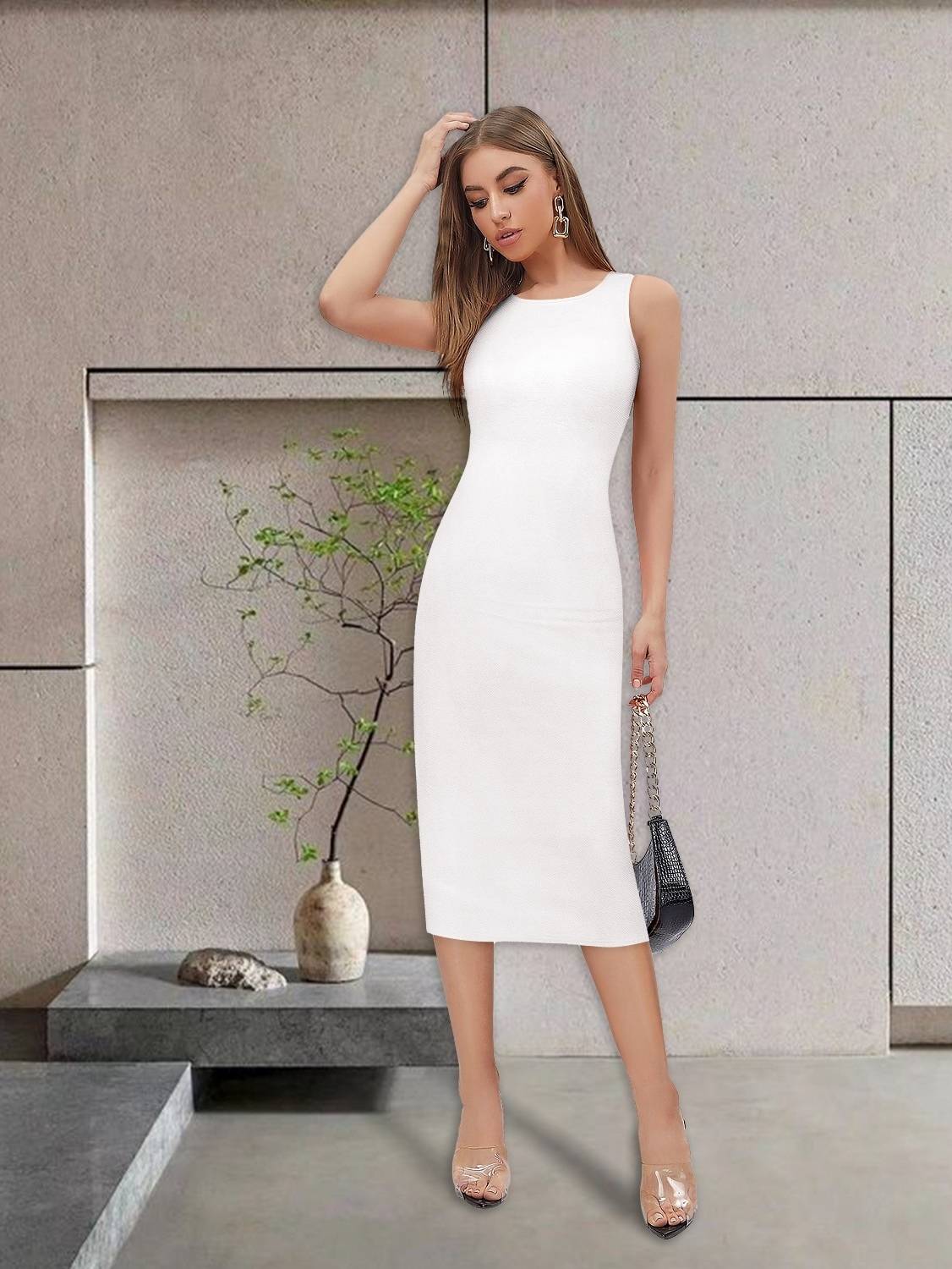 bodycon dress for women white Women's Dresses Annabel Bodycon Maxi Dress White XL by Selfie Leslie Clearance main image 1