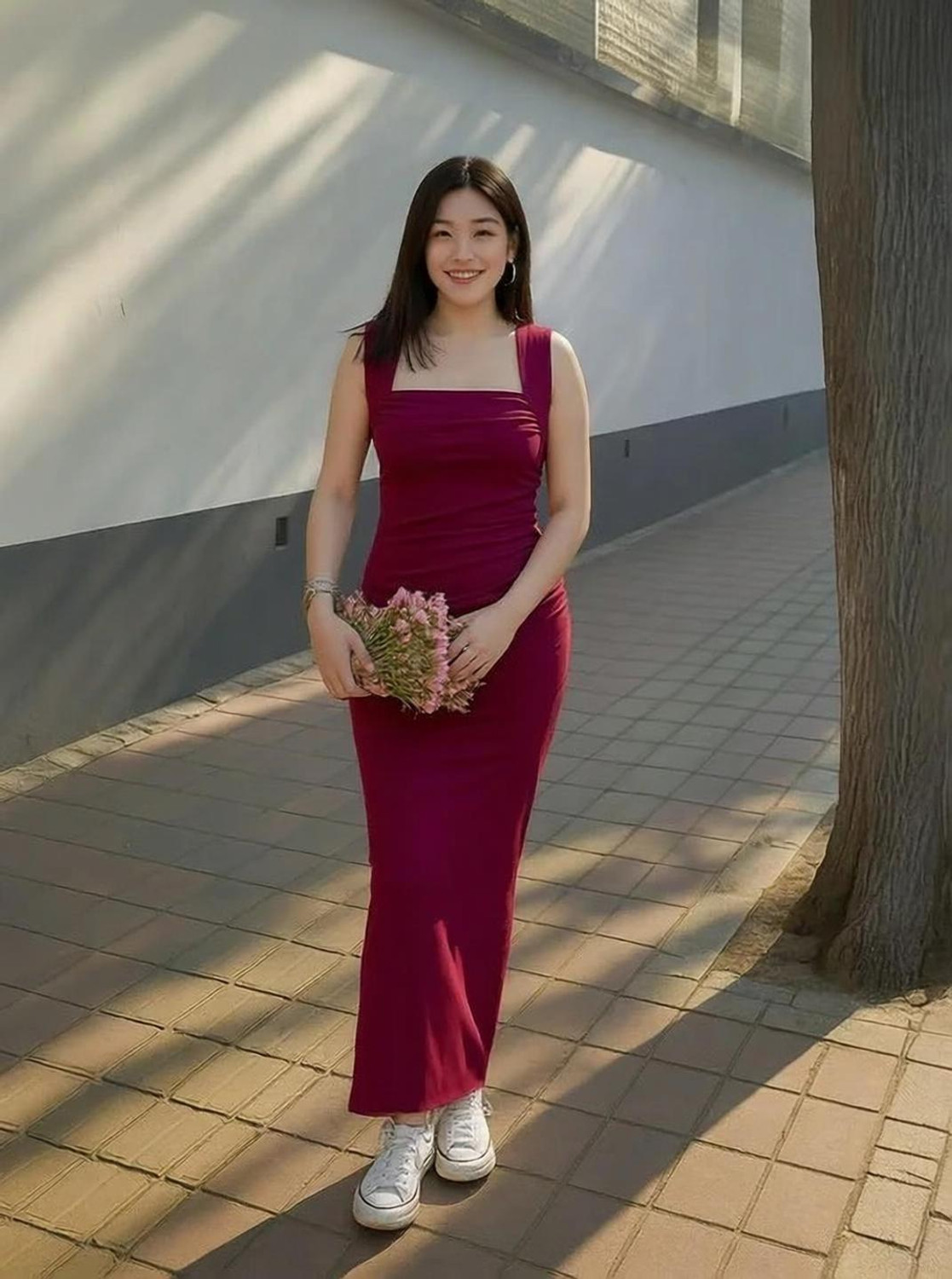 Image of FAB2FASHION Women Fit and Flare Maroon Maxi /Full Length Dress