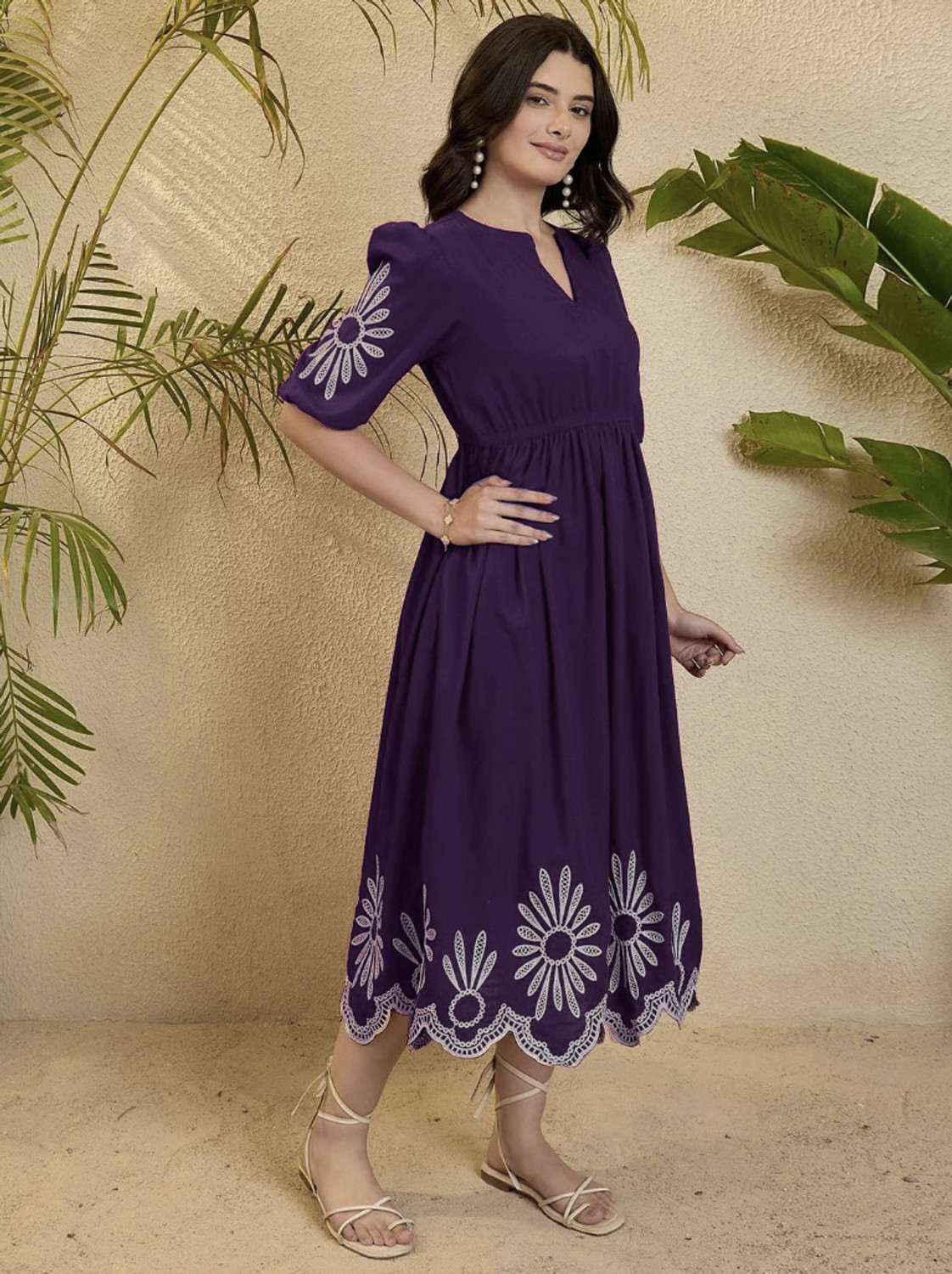Image of tckty Women Maxi Purple Midi /Calf Length Dress