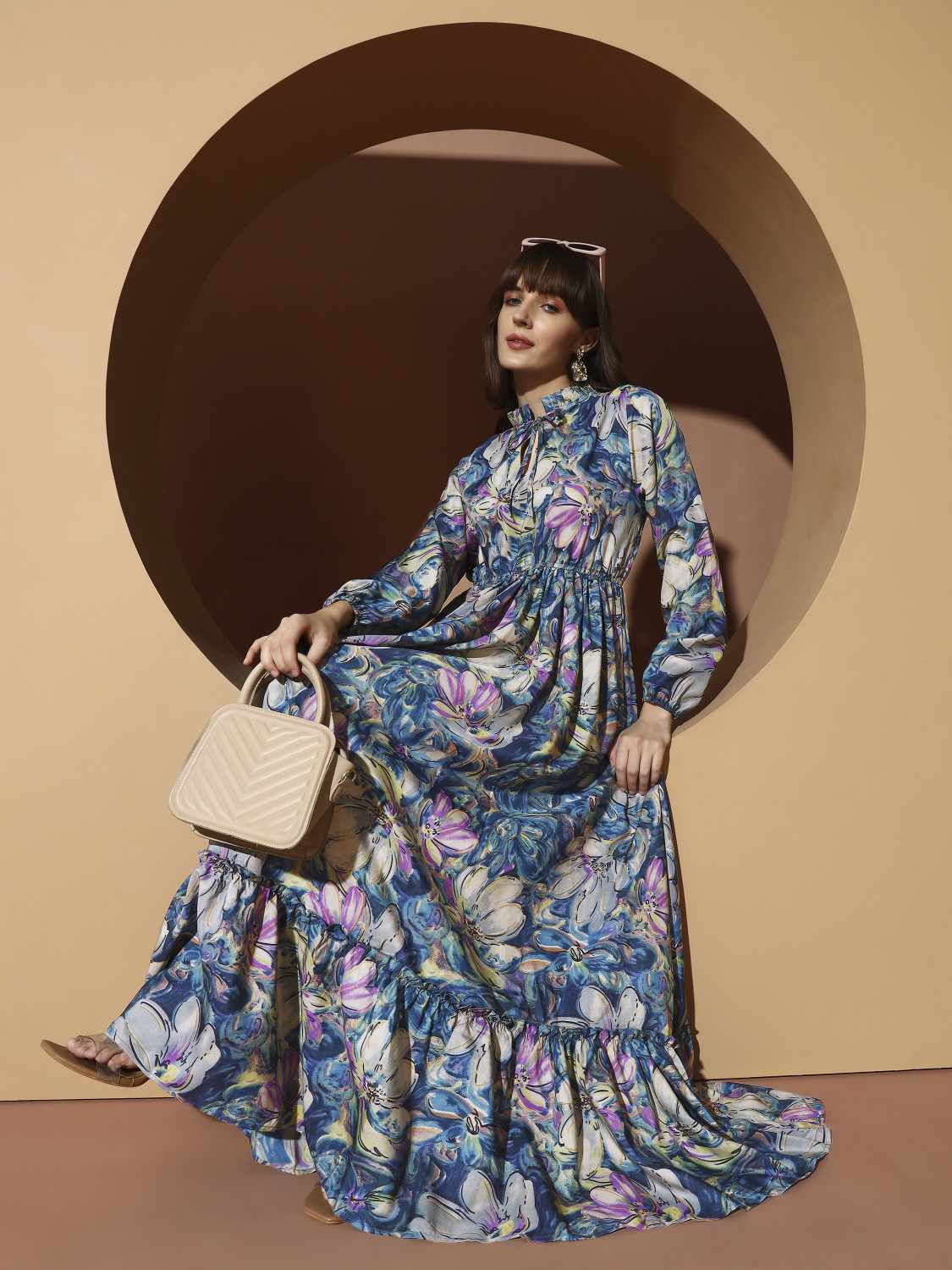 Image of METRONAUT Women A-line Multicolor Maxi /Full Length Dress