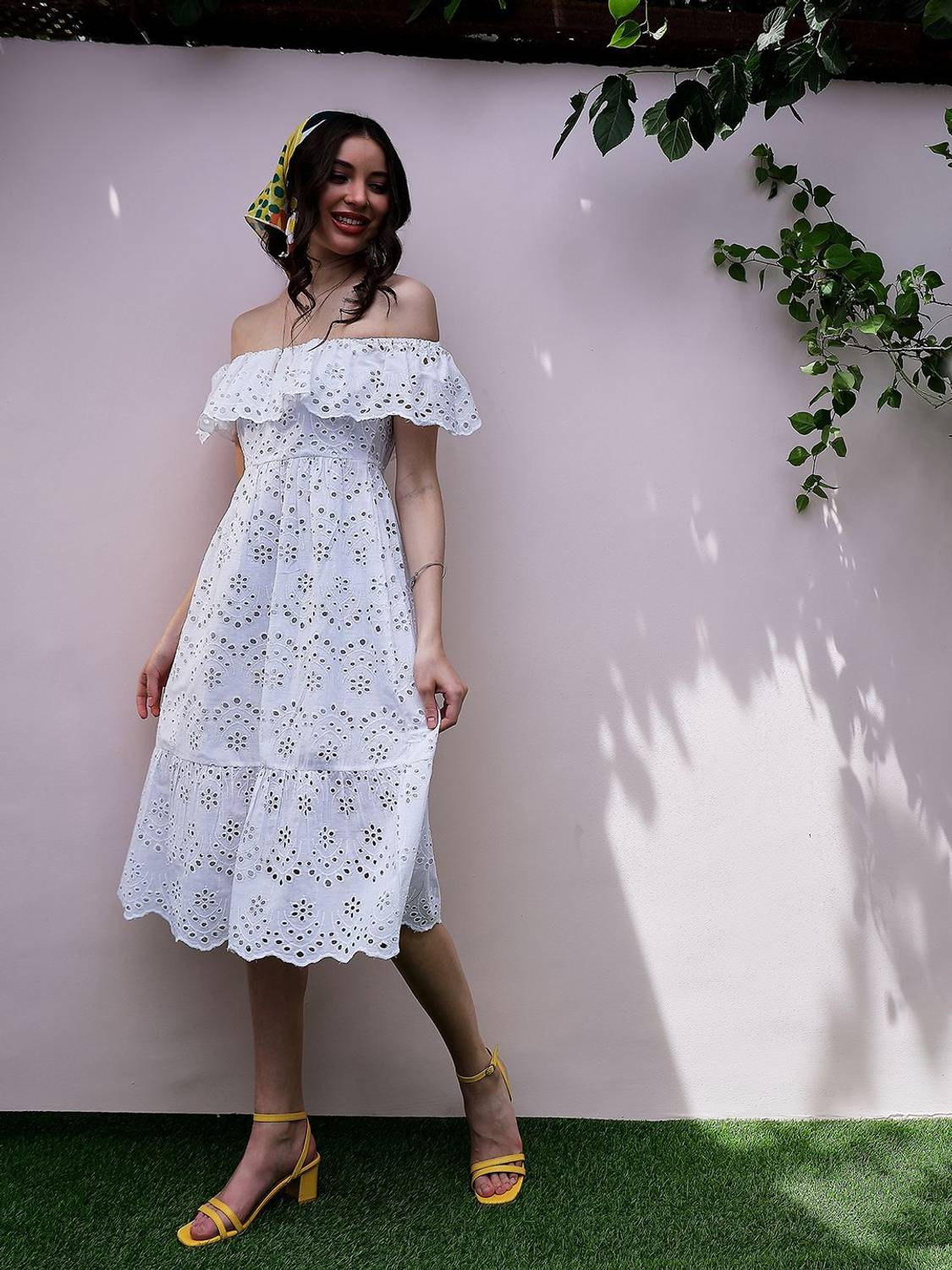 ATHENA Women Fit and Flare White Midi/Calf Length Dress - Buy ATHENA Women  Fit and Flare White Midi/Calf Length Dress Online at Best Prices in India |  Flipkart.com