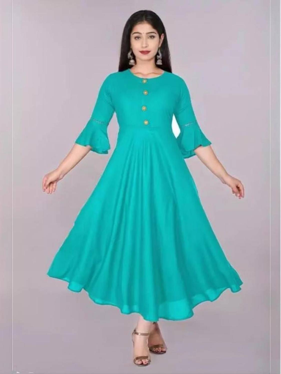 Alastar Women A-line Green Midi/Calf Length Dress
