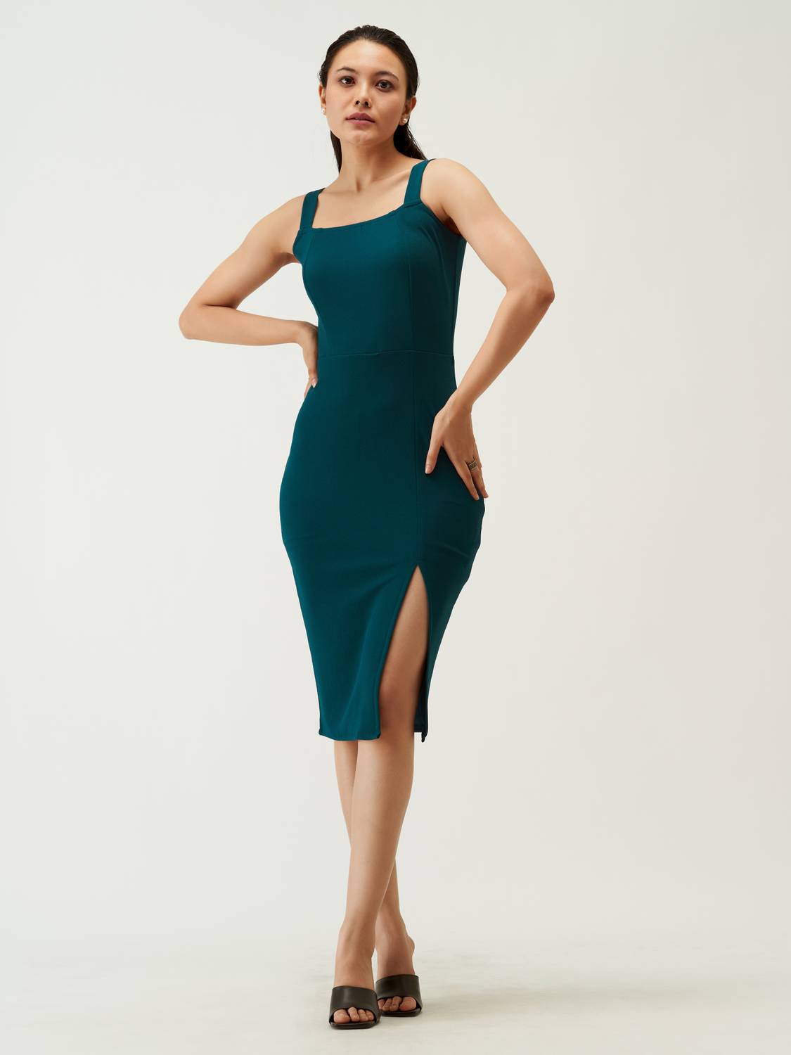 AASK Women Bodycon Dark Blue Knee Length Dress