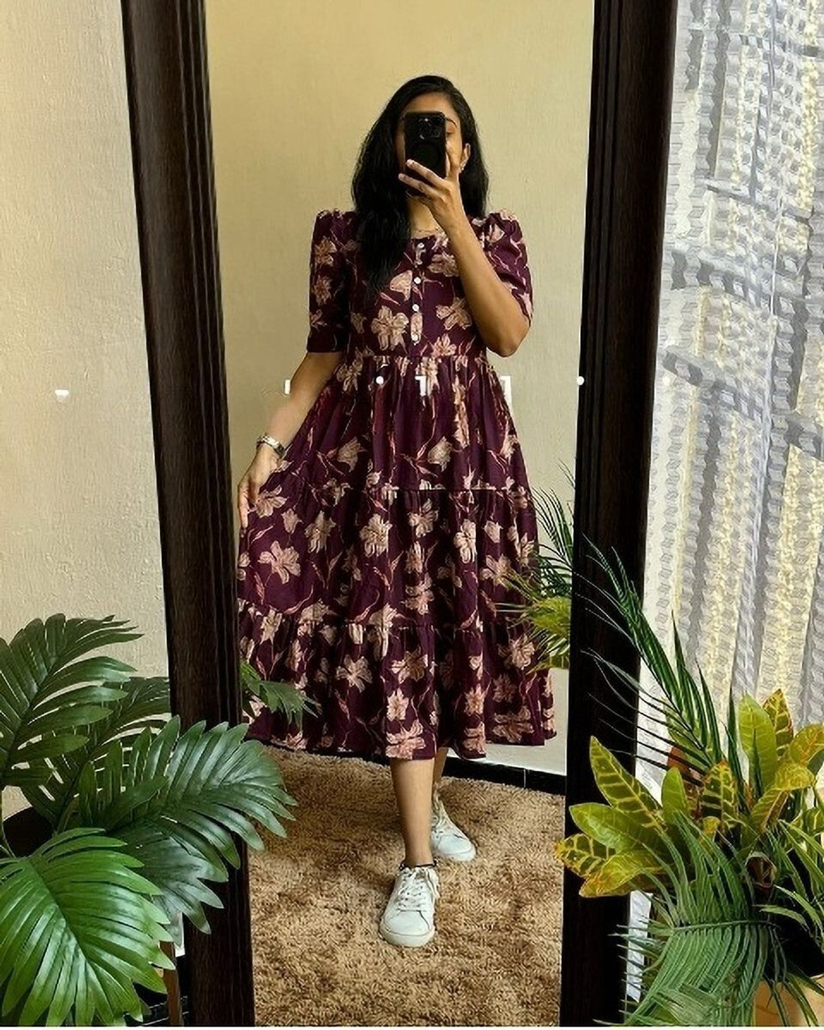 Image of GonerDham Women A-line Purple Midi /Calf Length Dress