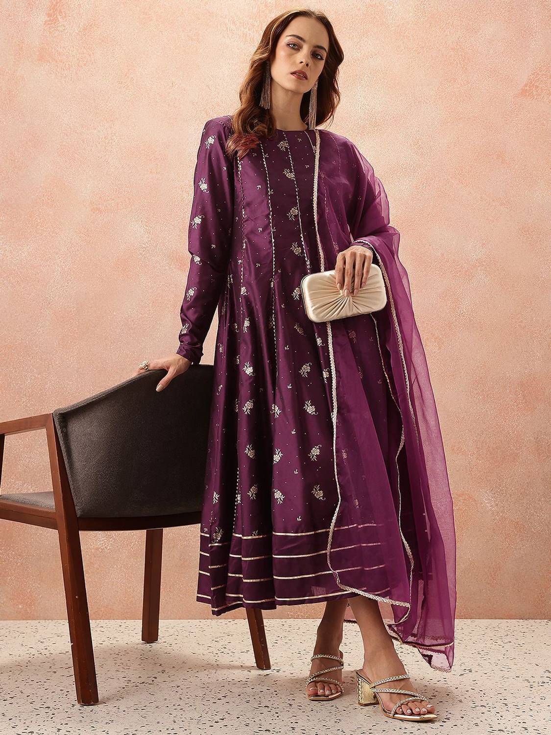 all about you Women A-line Purple Midi/Calf Length Dress