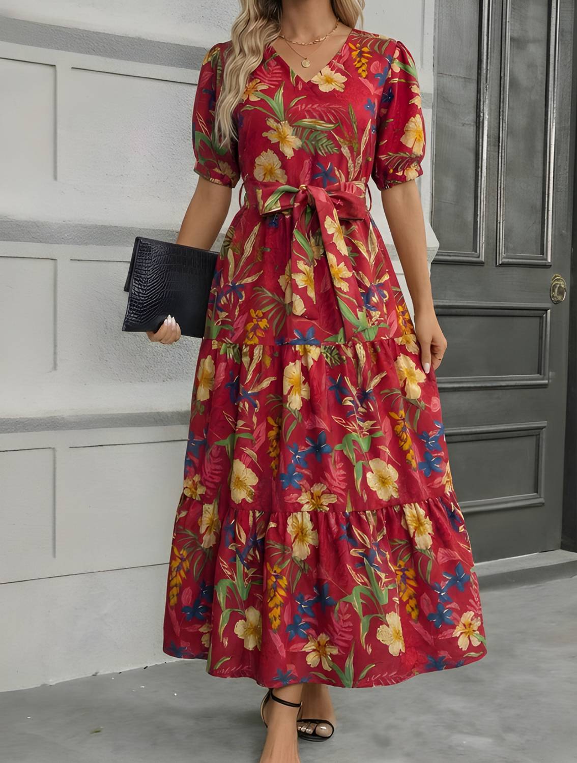 amorluxe Women Maxi Multicolor Full Length Dress