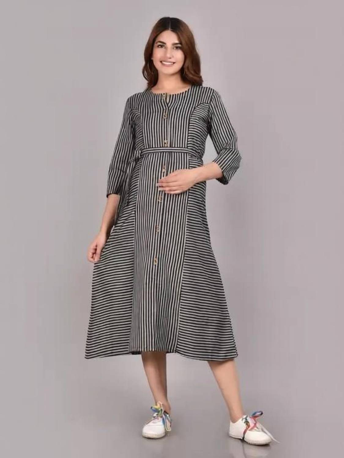 amaya creative center Women A-line Black Midi/Calf Length Dress