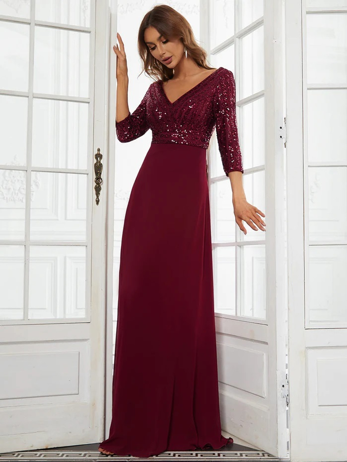 Image of Ghateshvar Women Maxi Maroon Full Length Dress