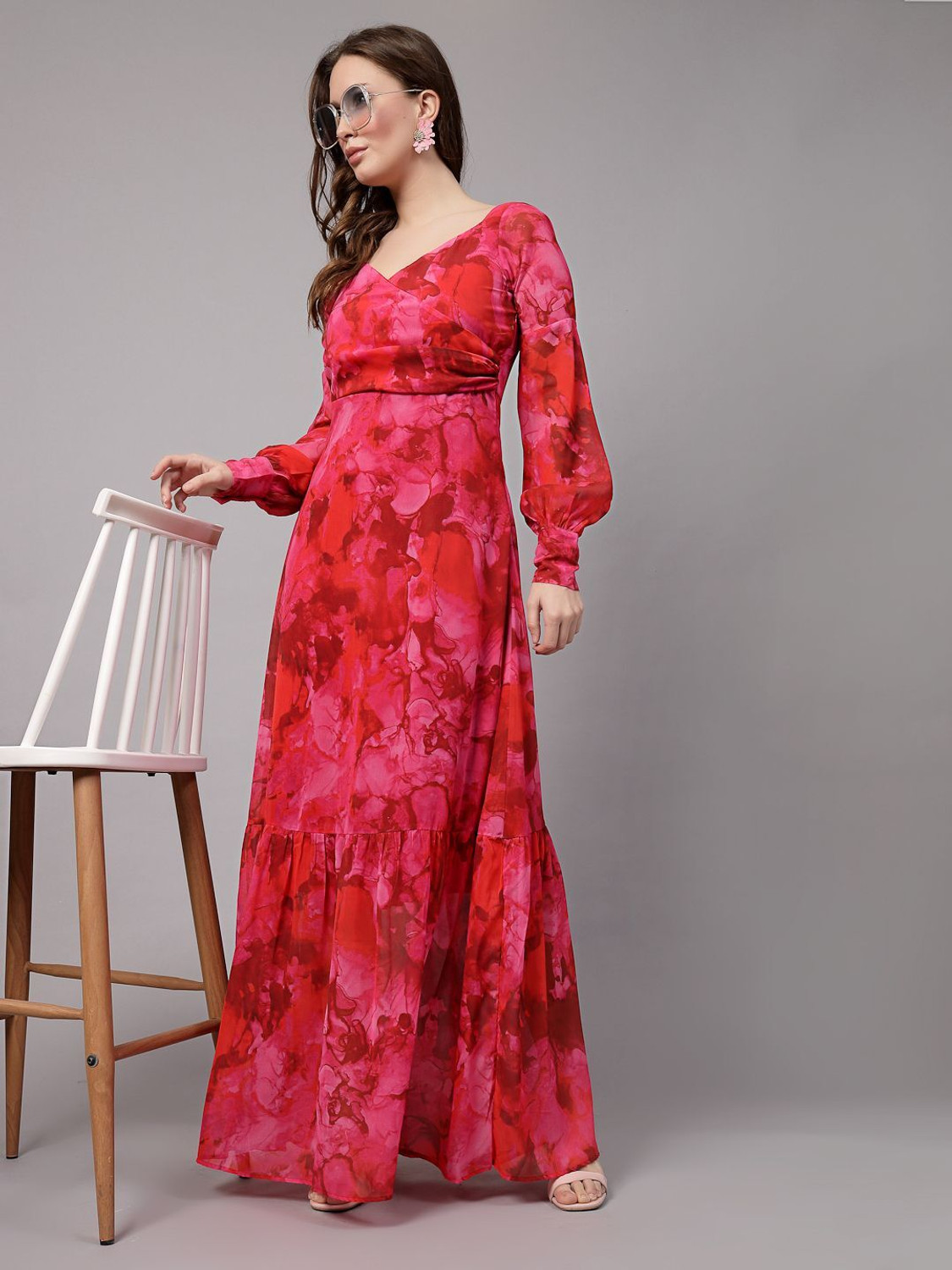 Image of METRONAUT Women Maxi Red Full Length Dress