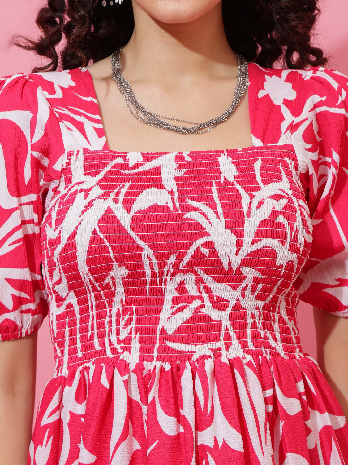 Image of Honky Tonky Women Fit and Flare Pink Midi /Calf Length Dress