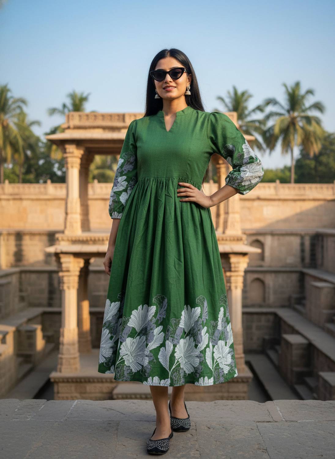 KETAKI FASHION Women Printed Cotton Blend Flared Kurta (Multicolo