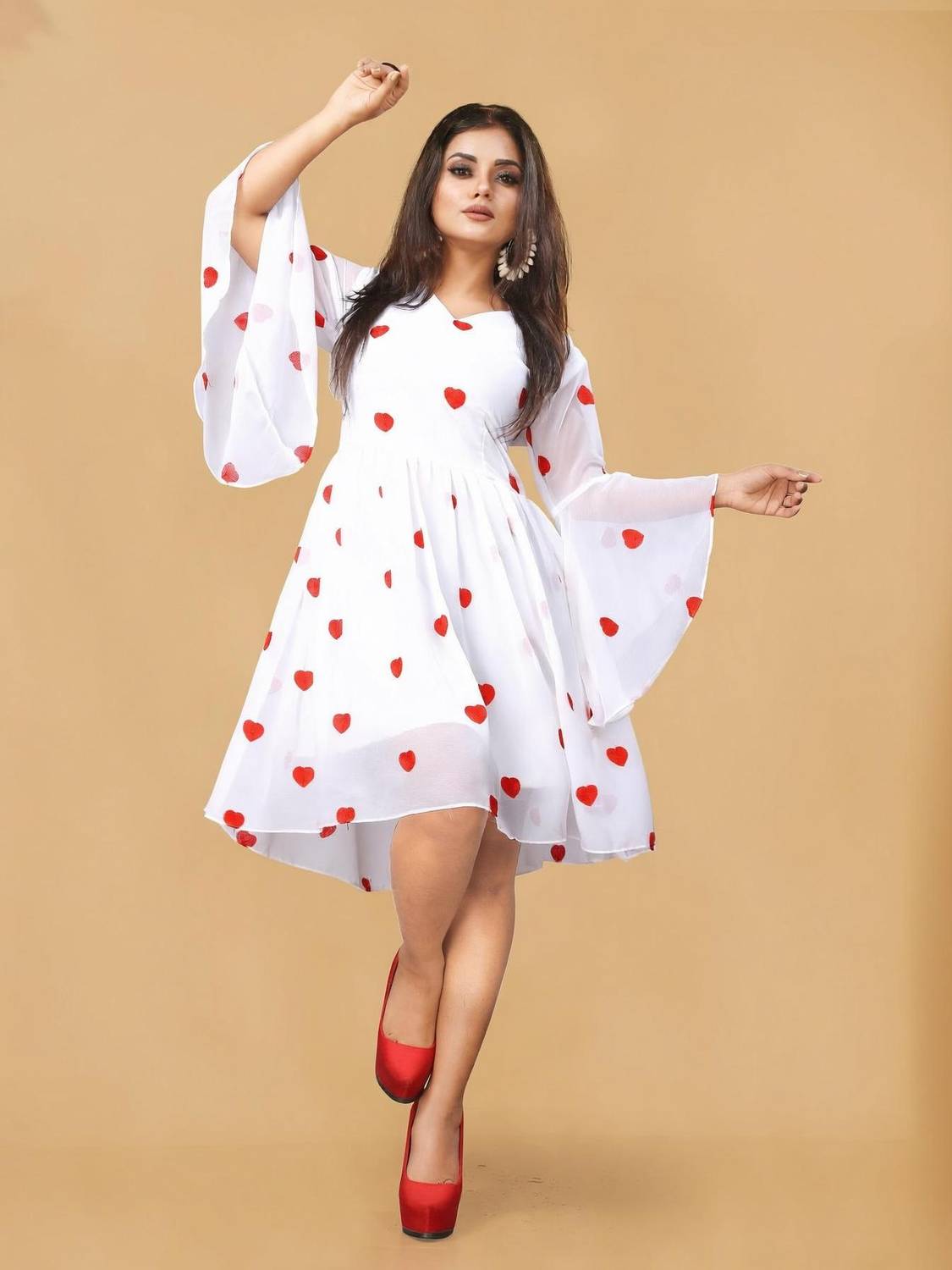 SATVASHIV Women Fit and Flare White Mini/Short Dress