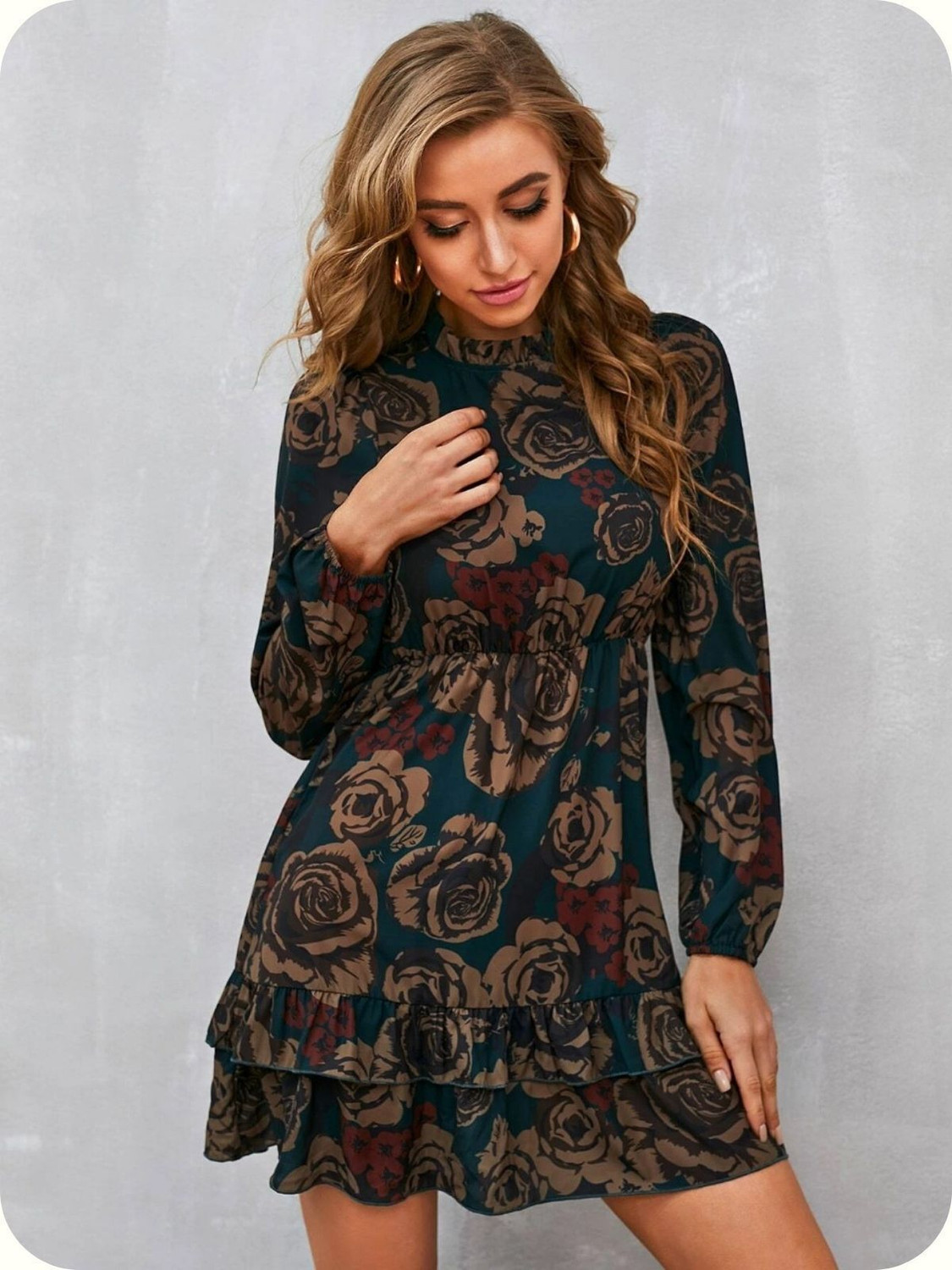 Image of Leriya Fashion Women Skater Dark Green Above Knee /Mid Thigh Length Dress