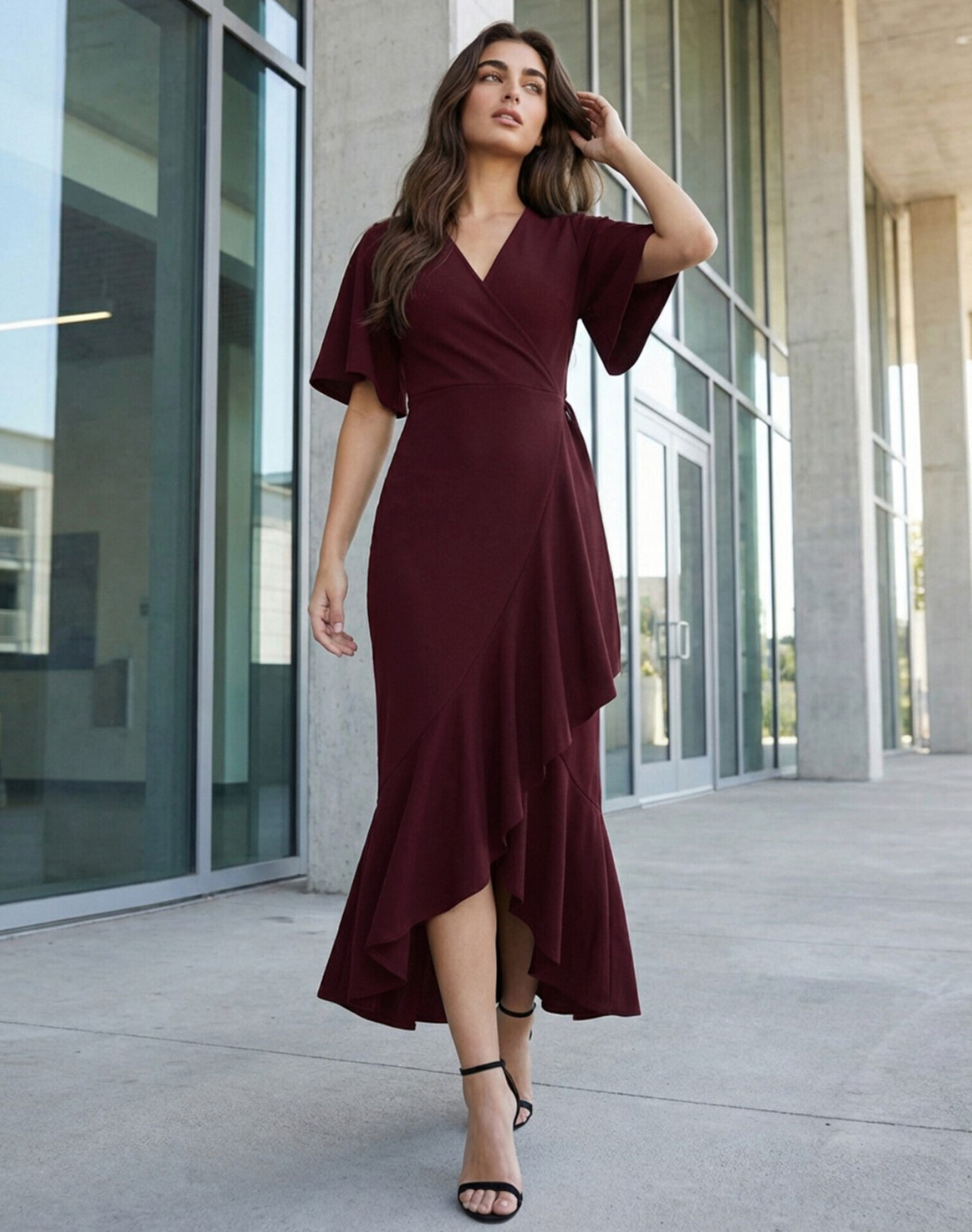Image of Selvia Women Fit and Flare Purple Ankle Length Dress