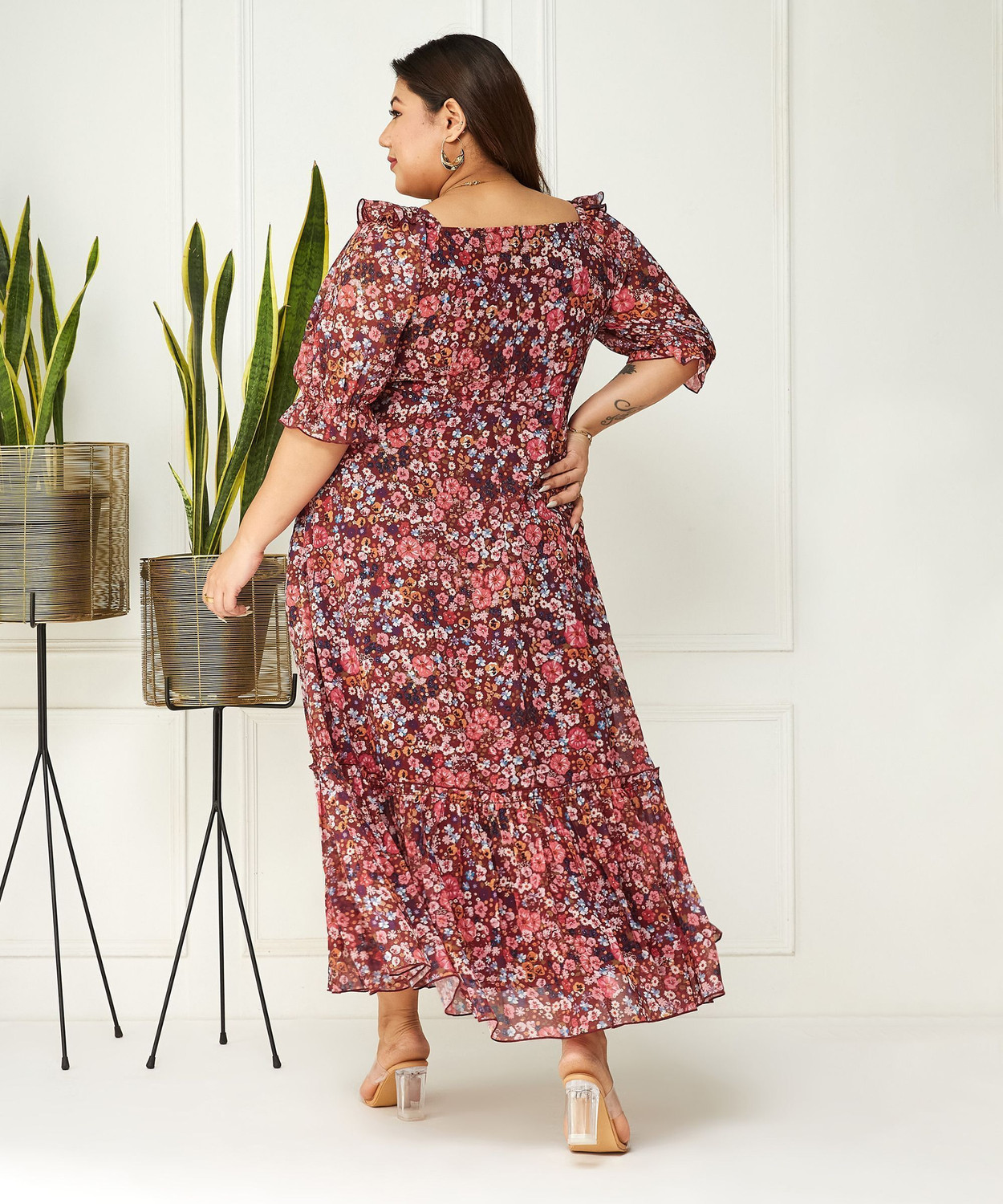Image of Miss Chase Women Tiered Multicolor Ankle Length Dress