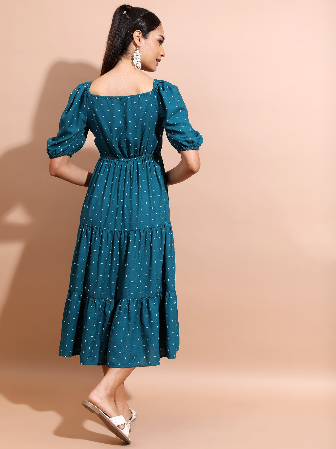 Image of VISHUDH NEW Women Blouson Blue Midi /Calf Length Dress