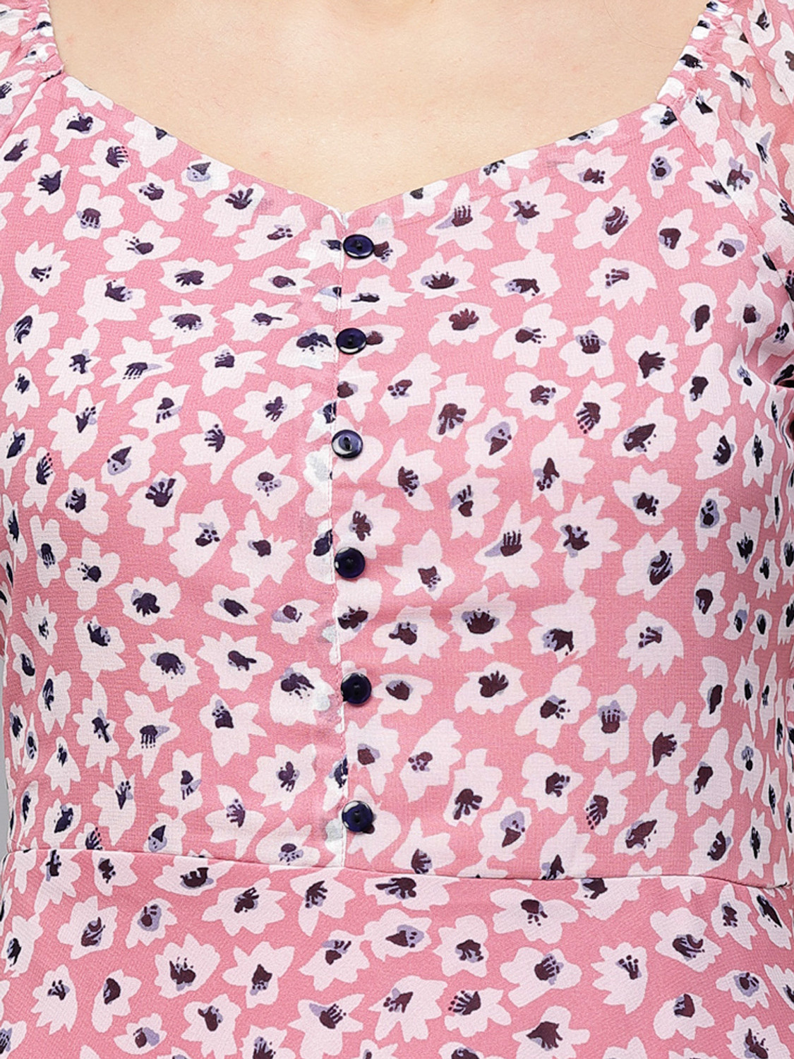 Image of AAYU Women Fit and Flare Pink Midi /Calf Length Dress