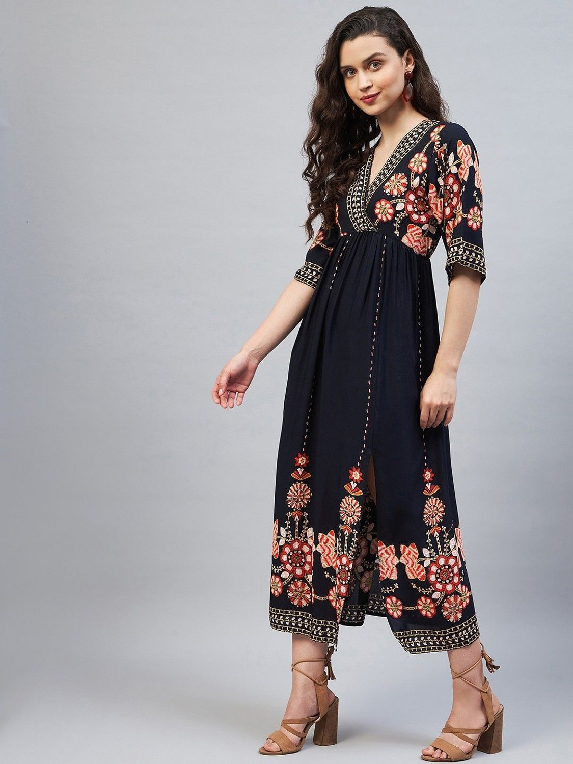 Image of STYLESTONE Women Maxi Multicolor Midi /Calf Length Dress