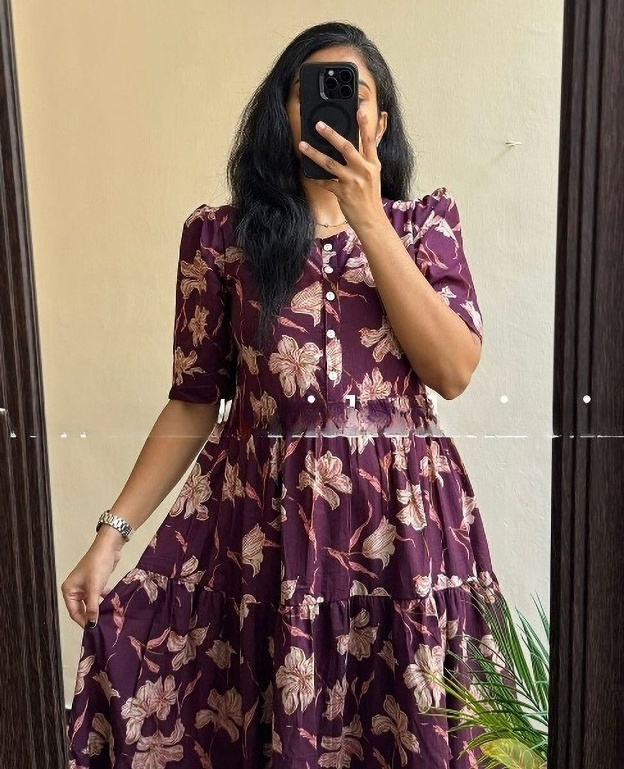 Image of GonerDham Women A-line Purple Midi /Calf Length Dress
