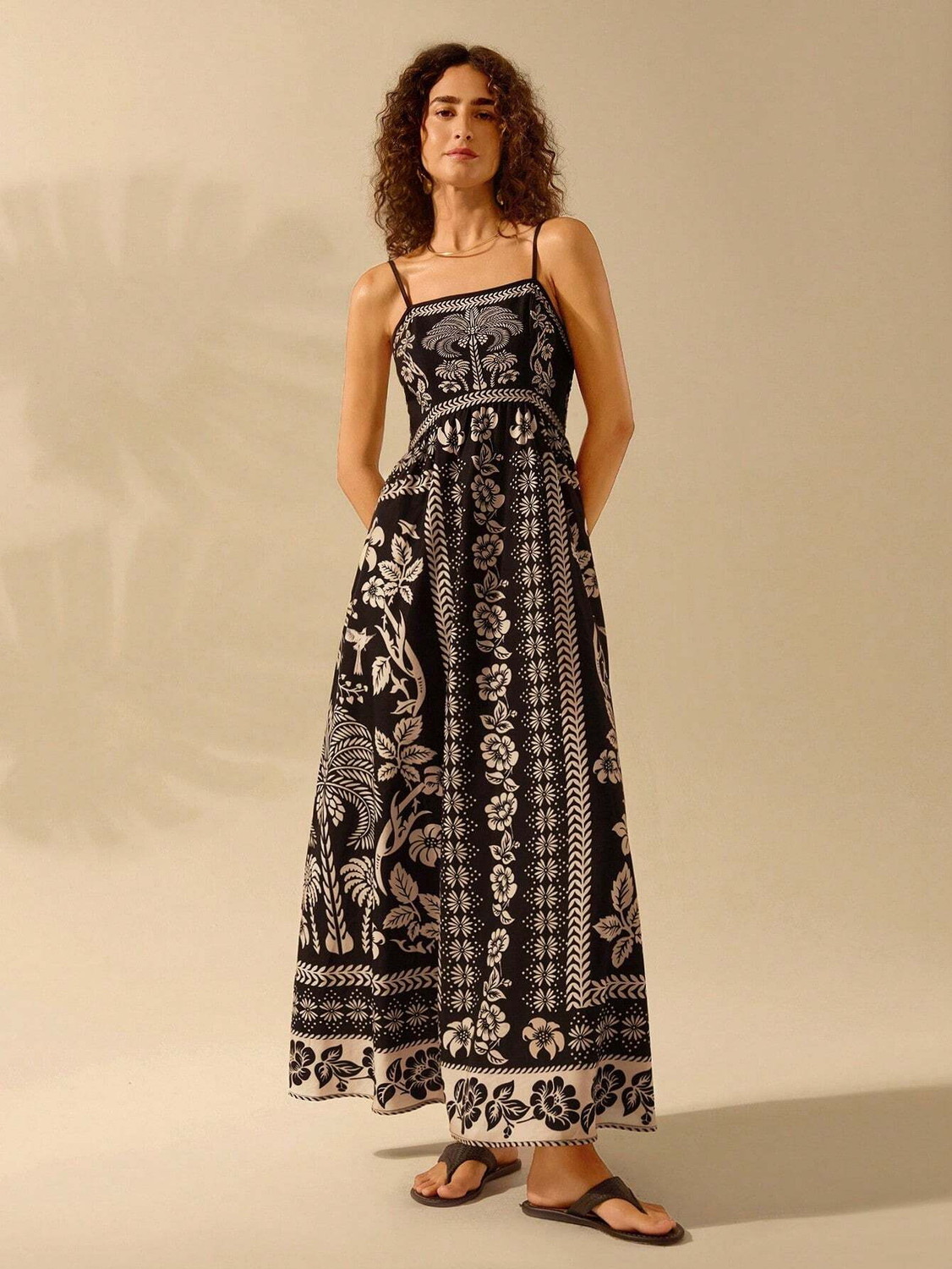 Sheetal Associates Women Fit and Flare Black, White Maxi/Full Length Dress