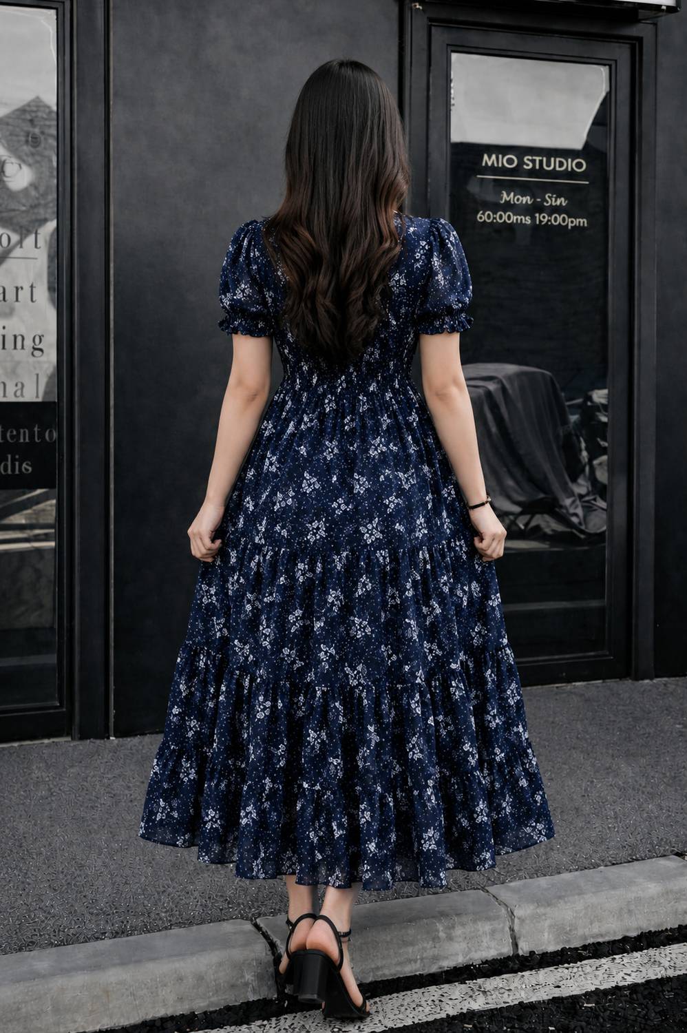 METRONAUT Women Blue Fit and Flare Midi Dress - Image 2